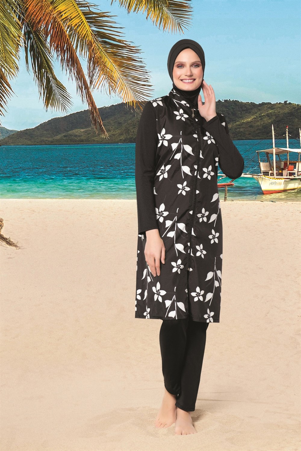 Tam Kapalı Tesettür Mayo Remsa Mayo Siyah 22145-1