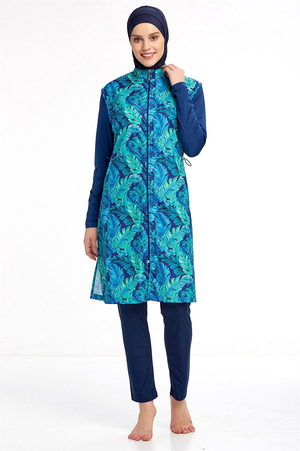 Tam Kapalı Tesettür Mayo Rozamay 0932 Açık Lacivert