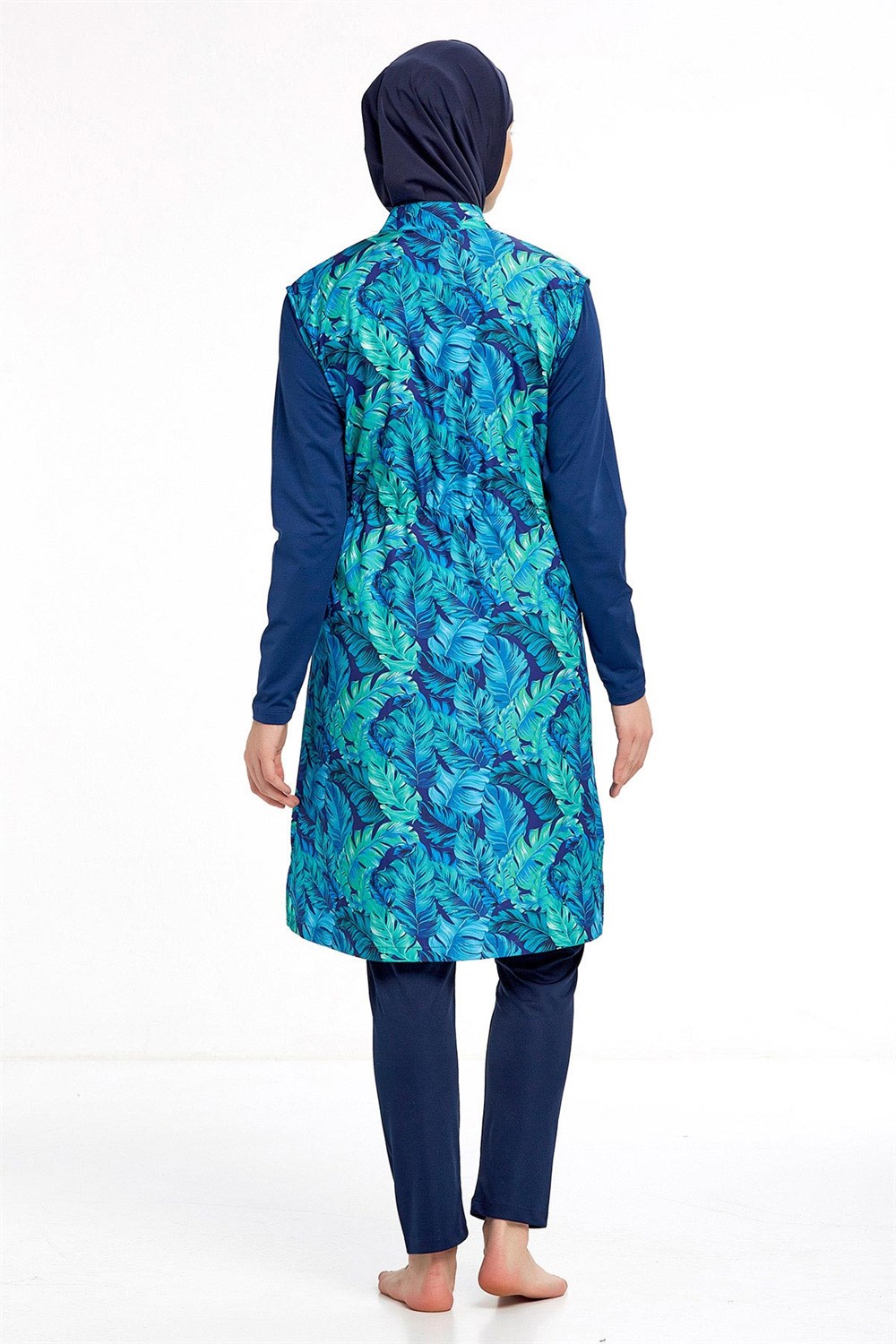 Tam Kapalı Tesettür Mayo Rozamay 0932 Açık Lacivert
