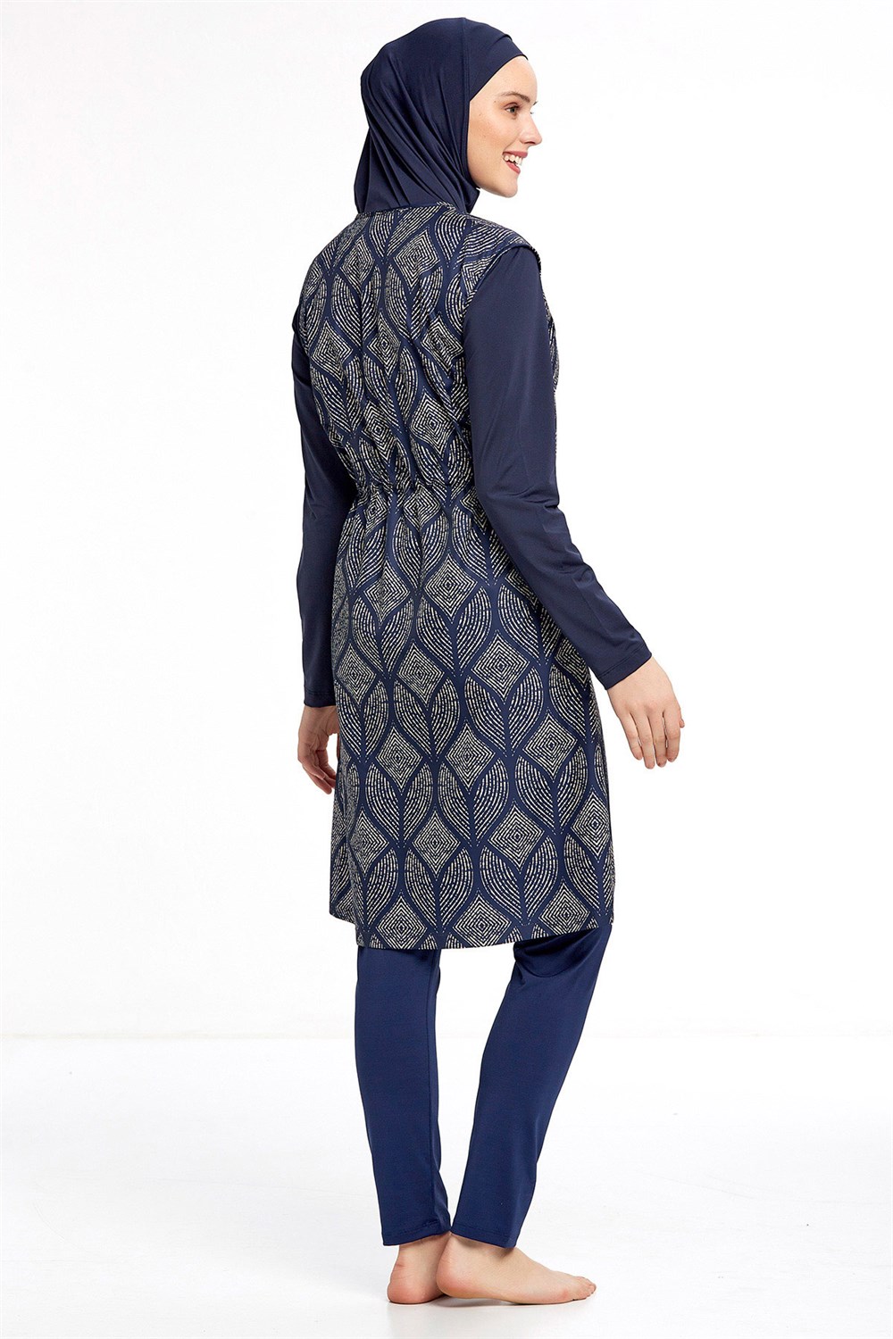 Tam Kapalı Tesettür Mayo Rozamay 0936 Koyu Lacivert