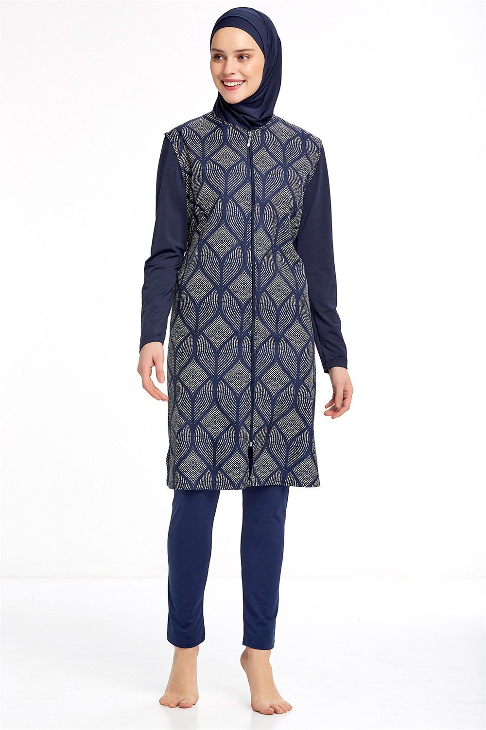Tam Kapalı Tesettür Mayo Rozamay 0936 Koyu Lacivert