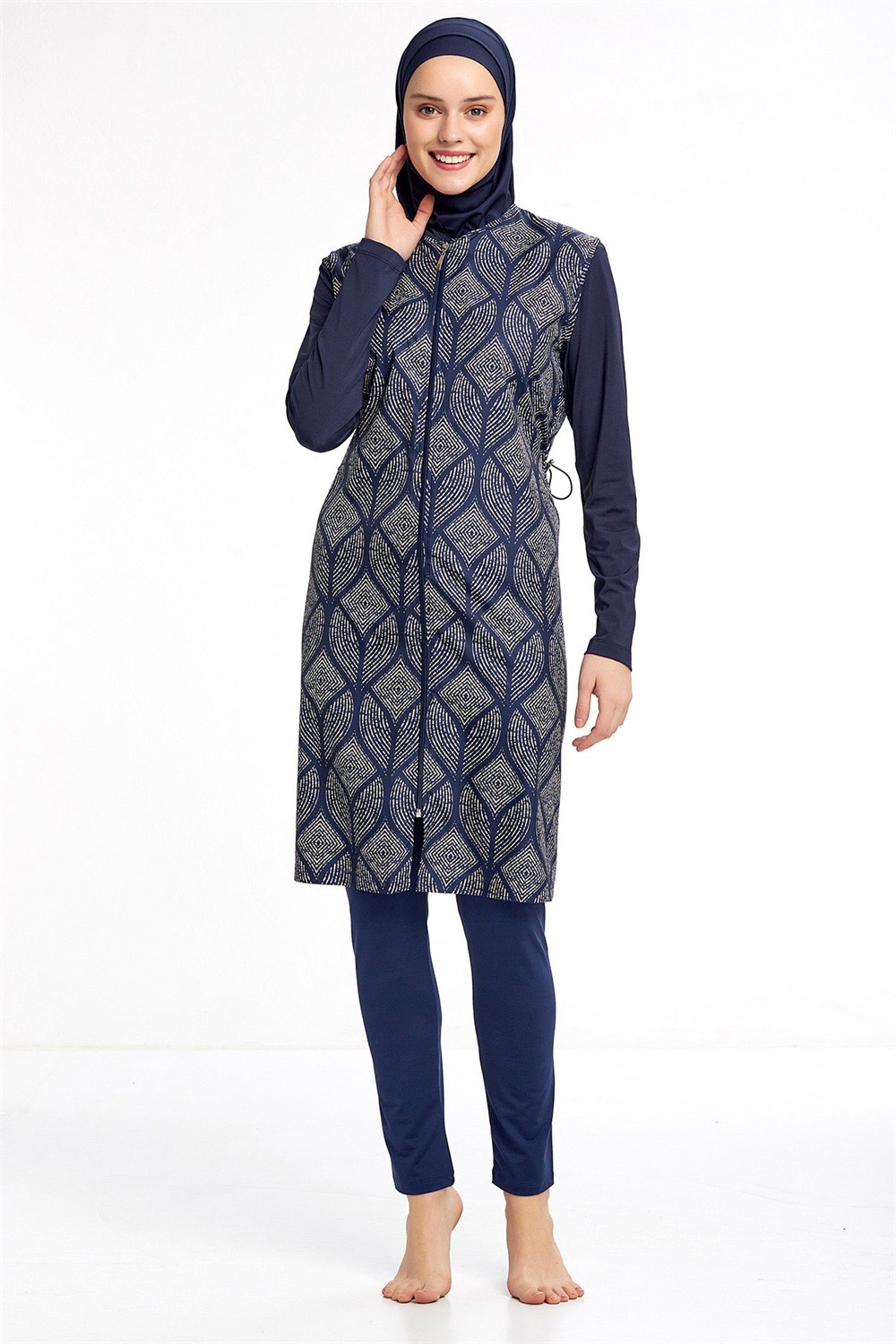 Tam Kapalı Tesettür Mayo Rozamay 0936 Koyu Lacivert