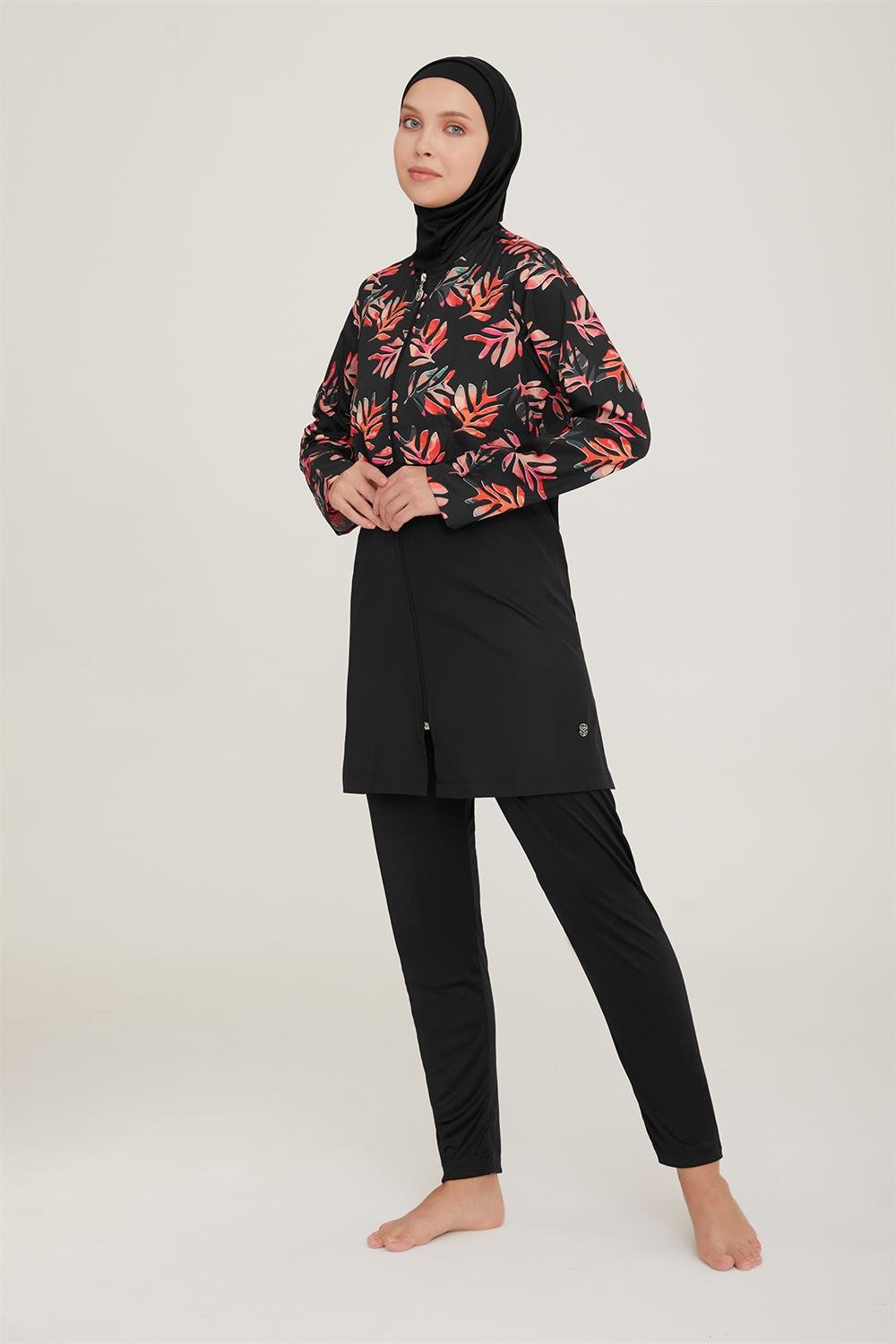 Tam Kapalı Tesettür Mayo Sadun 2 9056 Siyah Lacivert Remsa Mayo