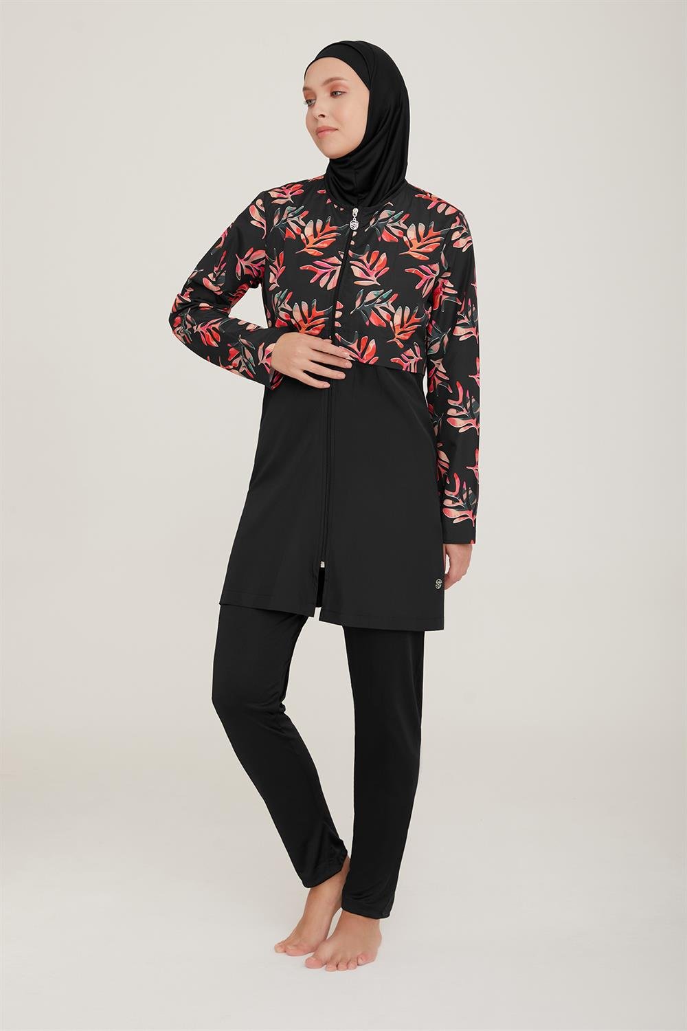 Tam Kapalı Tesettür Mayo Sadun 2 9056 Siyah Lacivert Remsa Mayo