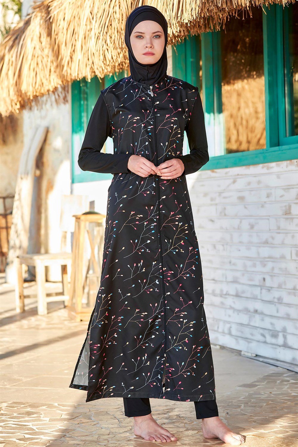 Tam Kapalı Tesettür Mayo Tam Boy 2221 Siyah