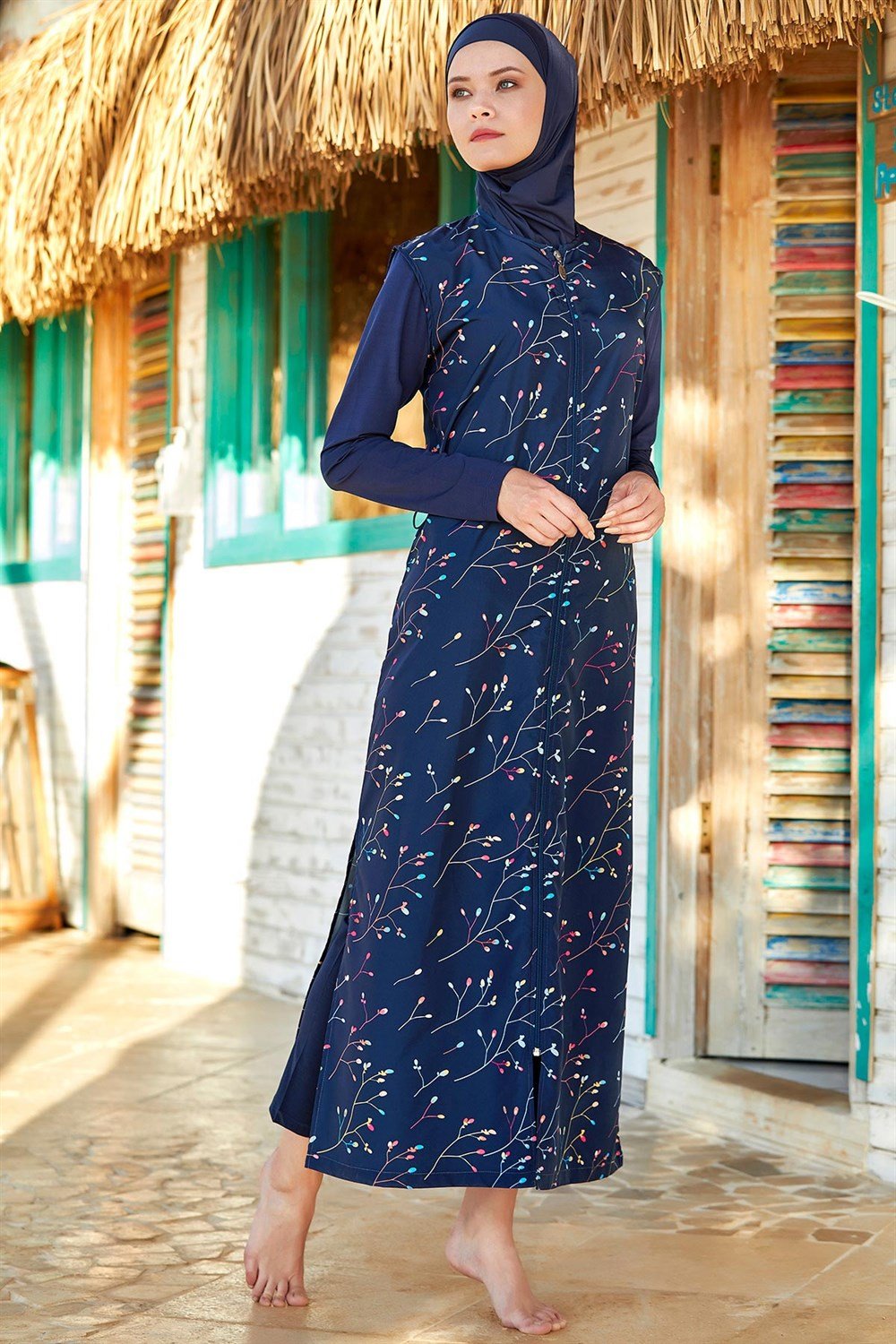 Tam Kapalı Tesettür Mayo Tam boy Adasea 2221 Koyu Lacivert