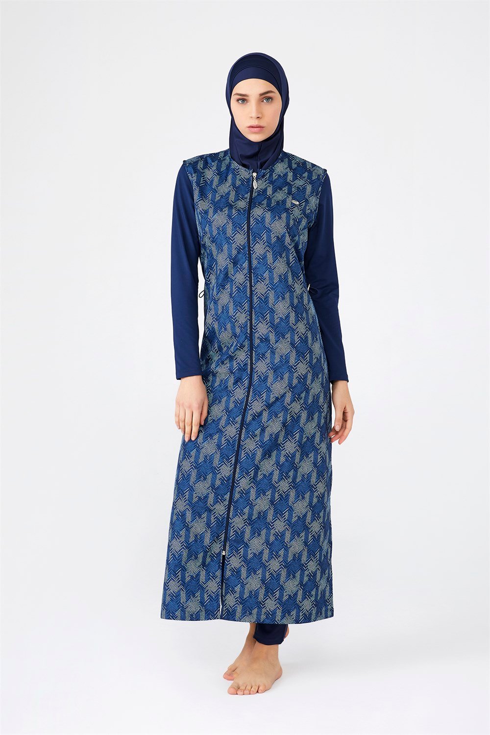 Tam Kapalı Tesettür Mayo Tam Uzun Boy 2175 Koyu Lacivert