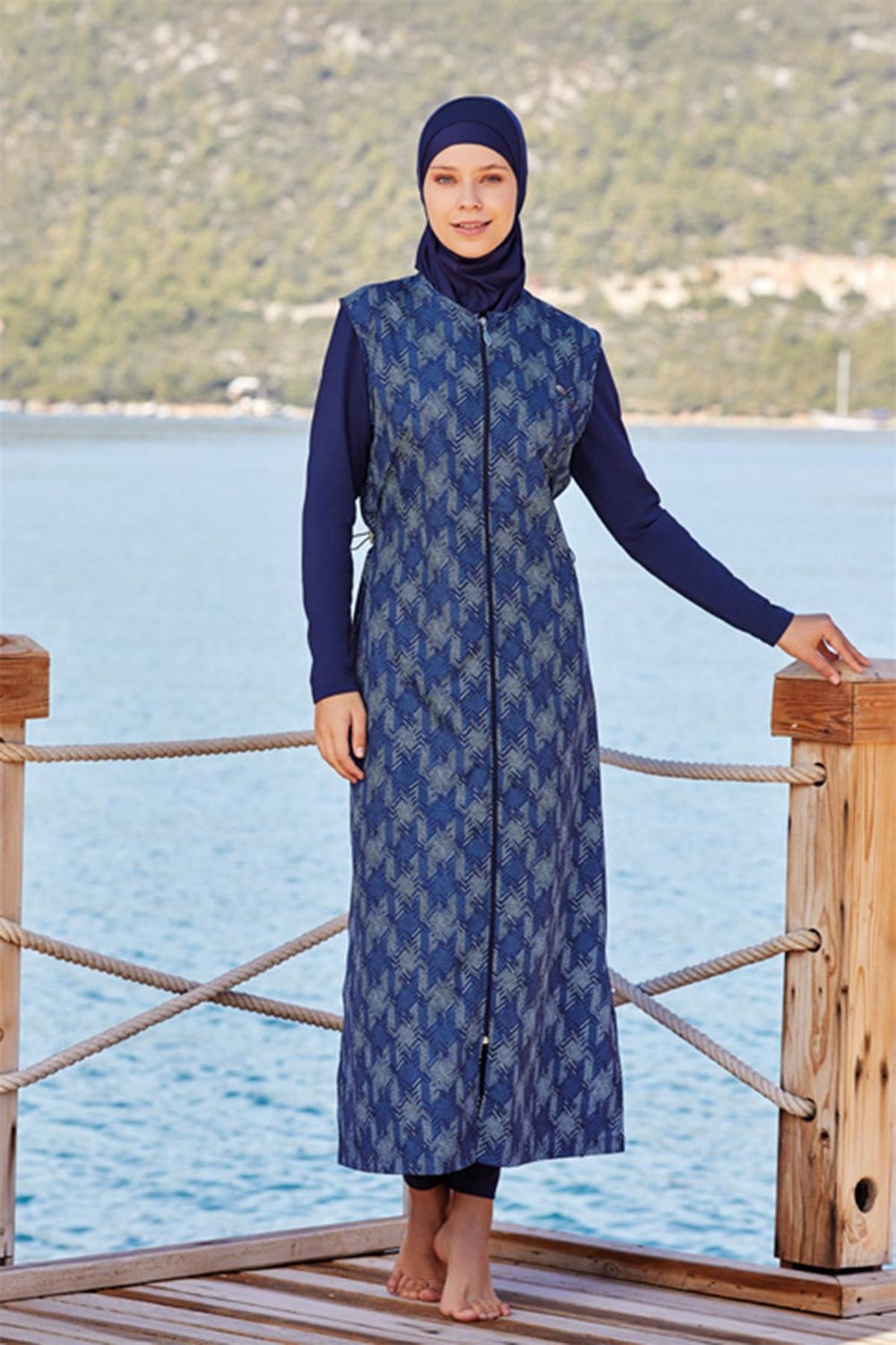 Tam Kapalı Tesettür Mayo Tam Uzun Boy 2175 Koyu Lacivert