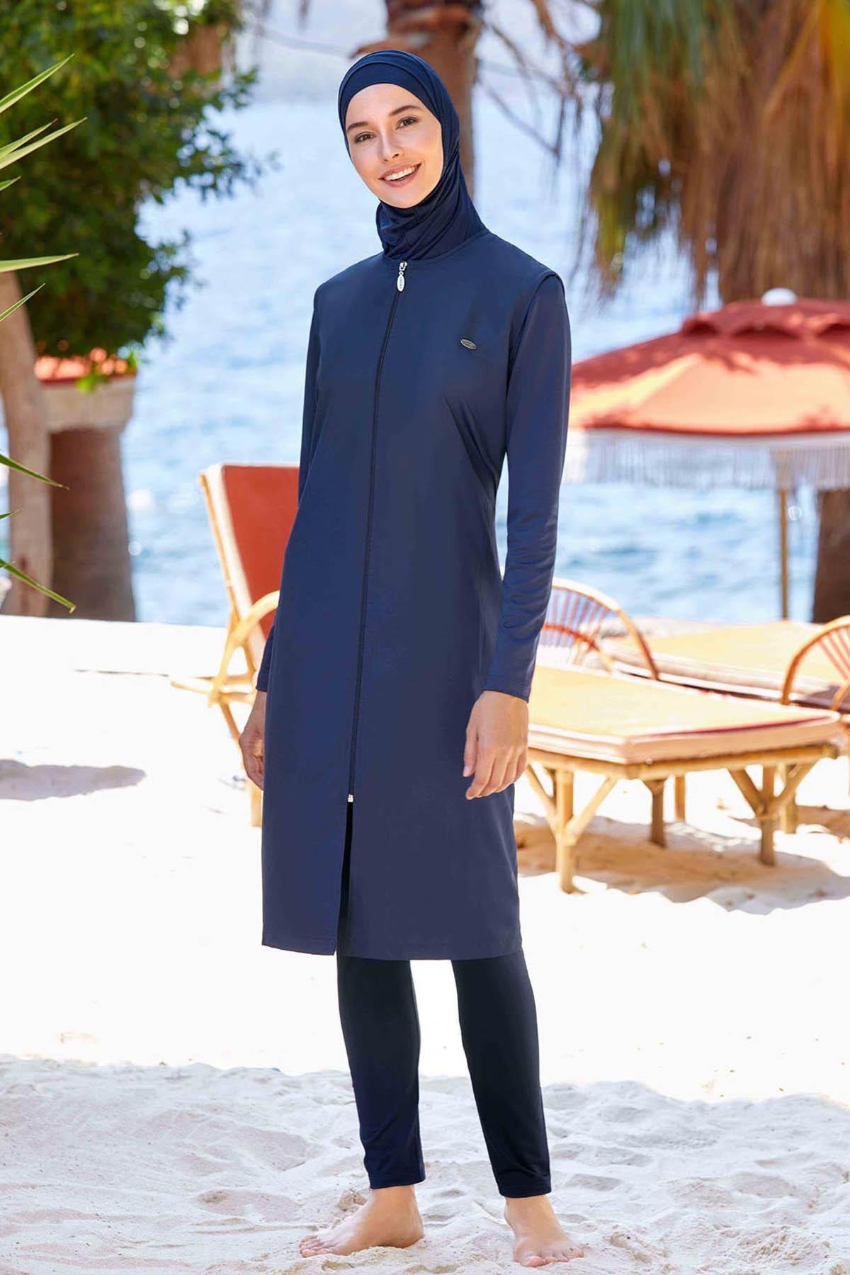 Tam Kapalı Tesettür Mayo Thandıe 1250 Koyu Lacivert Remsa Mayo