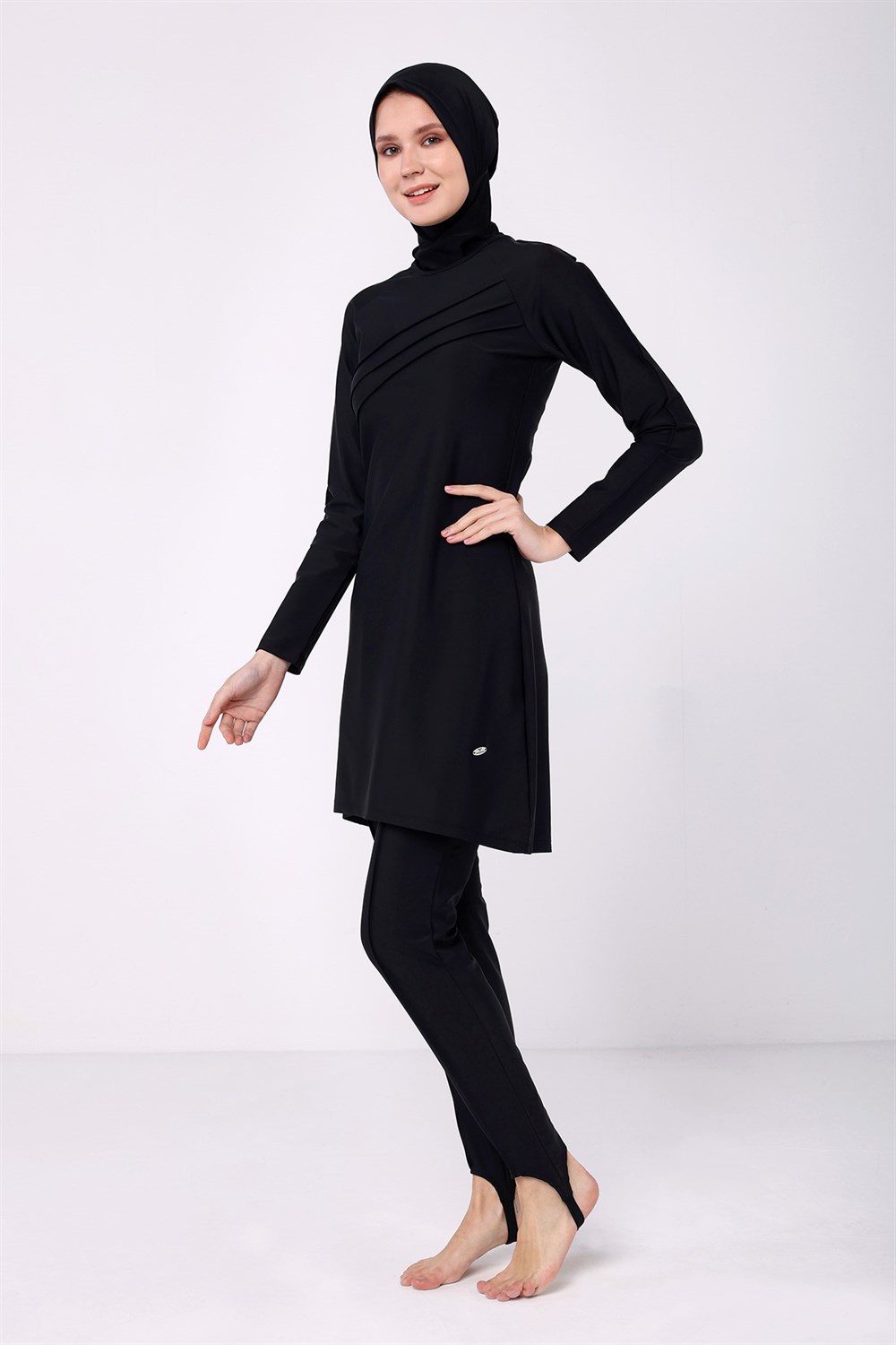 Tam Kapalı Tesettür Mayo Yüzücü 2133 Siyah Remsa Mayo