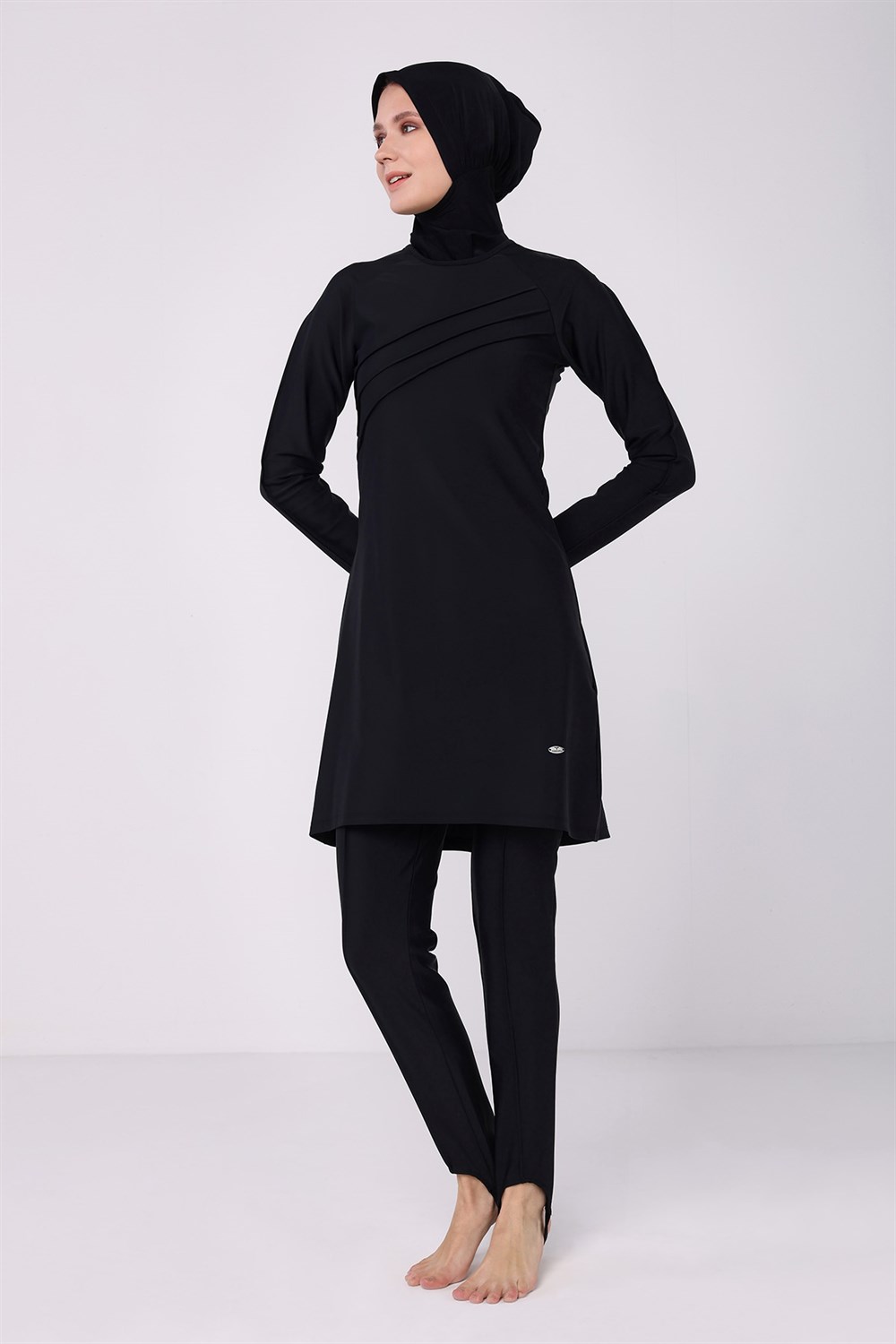 Tam Kapalı Tesettür Mayo Yüzücü 2133 Siyah Remsa Mayo