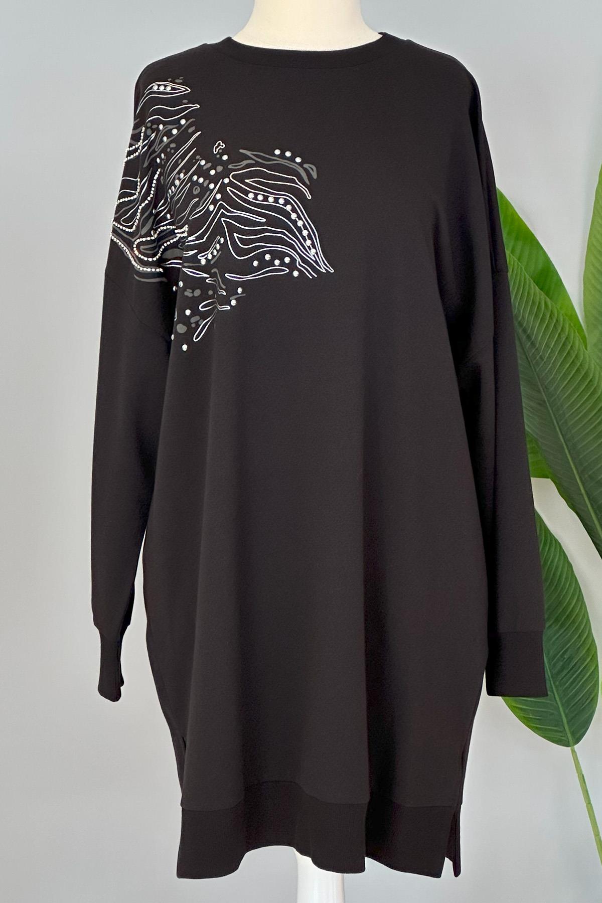 Taş Detay Basic Tunik Sweat 10443 Siyah