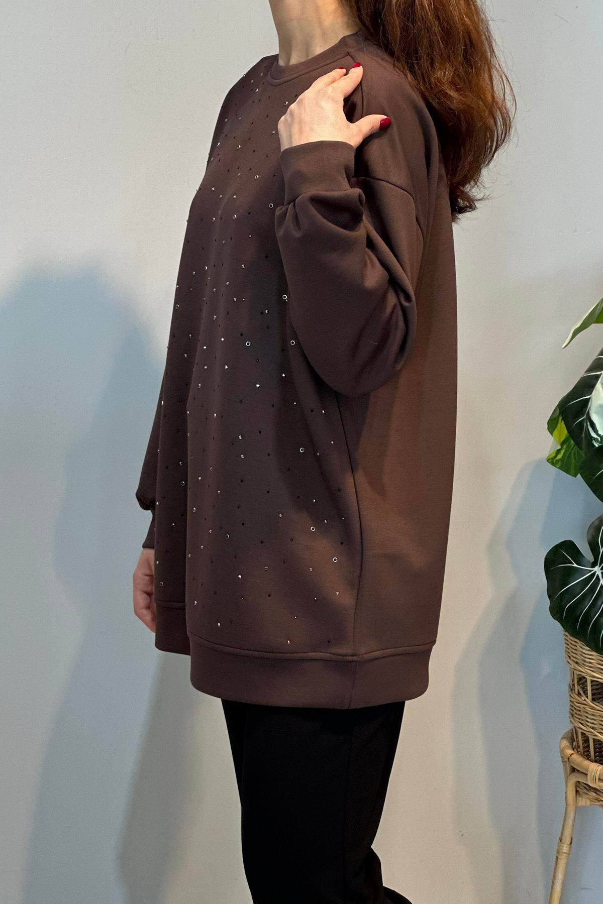 Taş Detay Tunik 36135 Kahverengi