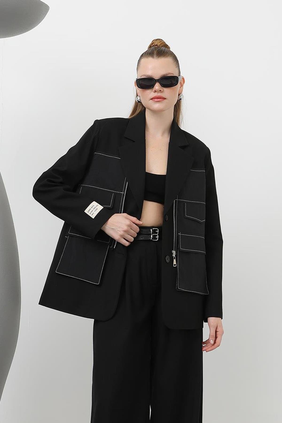 Tasarım Blazer Ceket 32151 Siyah