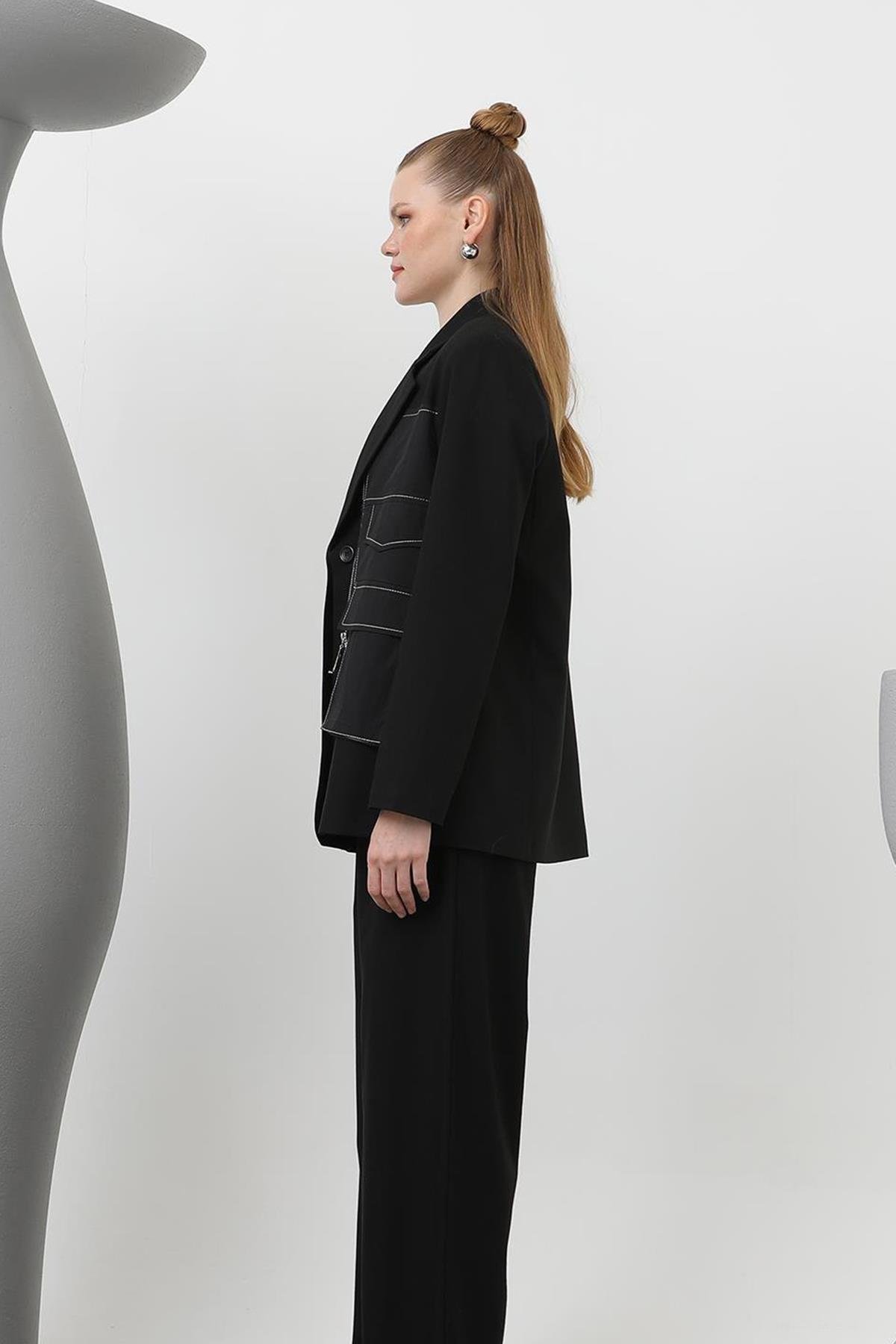 Tasarım Blazer Ceket 32151 Siyah