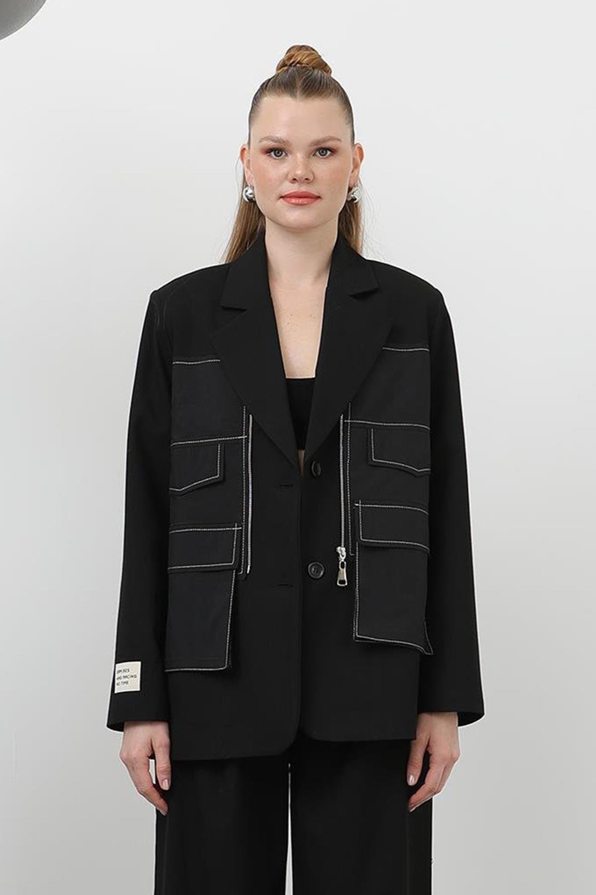 Tasarım Blazer Ceket 32151 Siyah