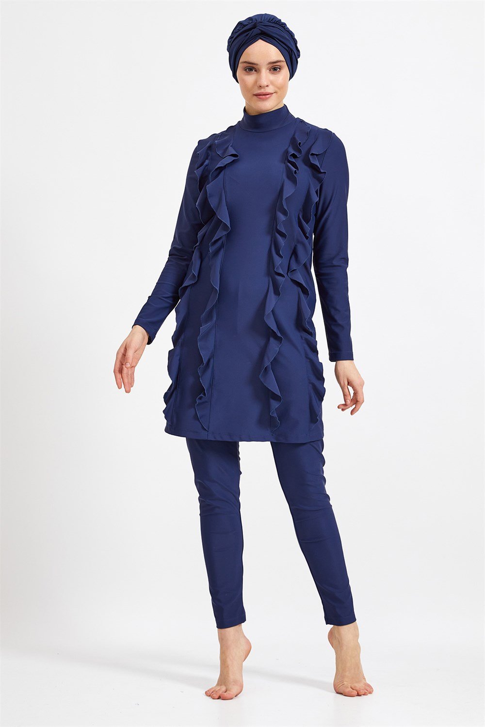 Tasarım Likralı Tam Kapalı Mayo Tesettür Mayo Remsa Mayo 0525 Koyu Lacivert 