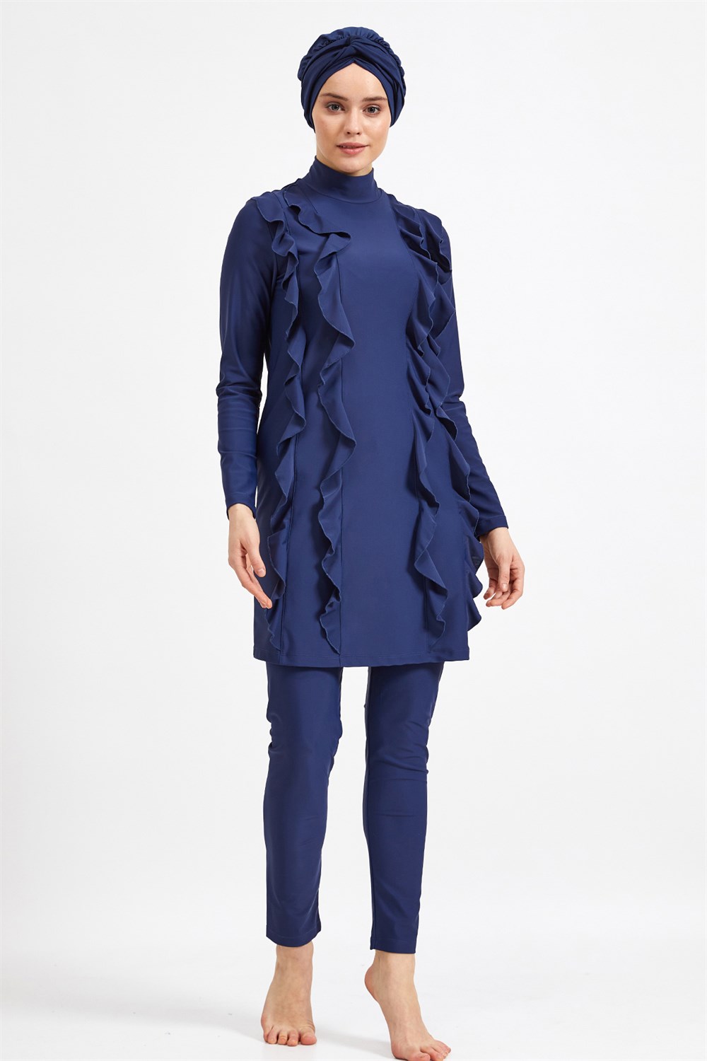 Tasarım Likralı Tam Kapalı Mayo Tesettür Mayo Remsa Mayo 0525 Koyu Lacivert 