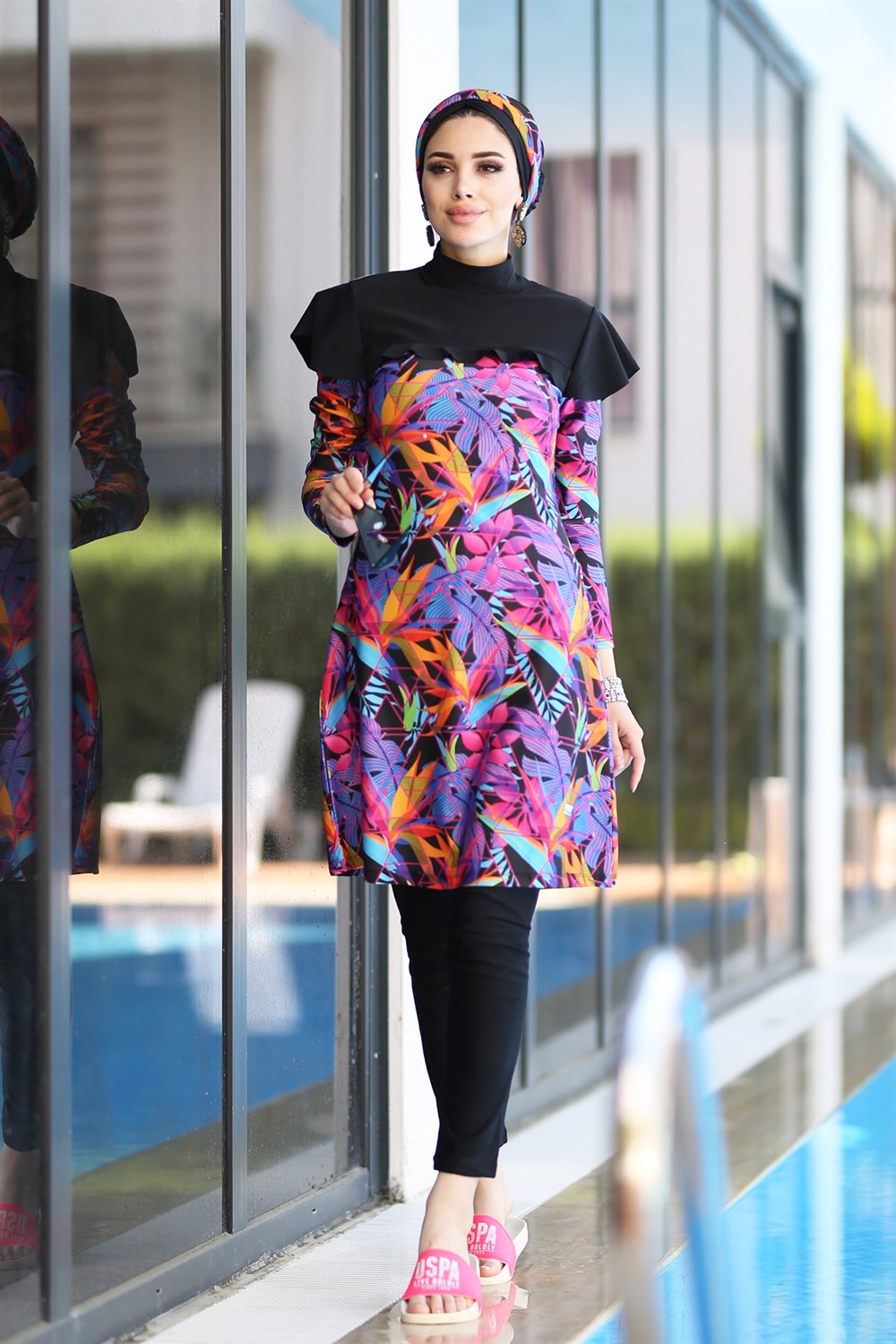 Tasarım Likralı Tam Kapalı Tesettür Mayo Remsa Mayo Ziynet R044