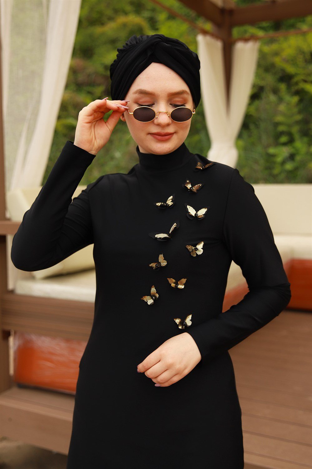 Tasarım Likralı Tam Kapalı Tesettür Mayo Remsa Mayo Kelebek Etkisi R008