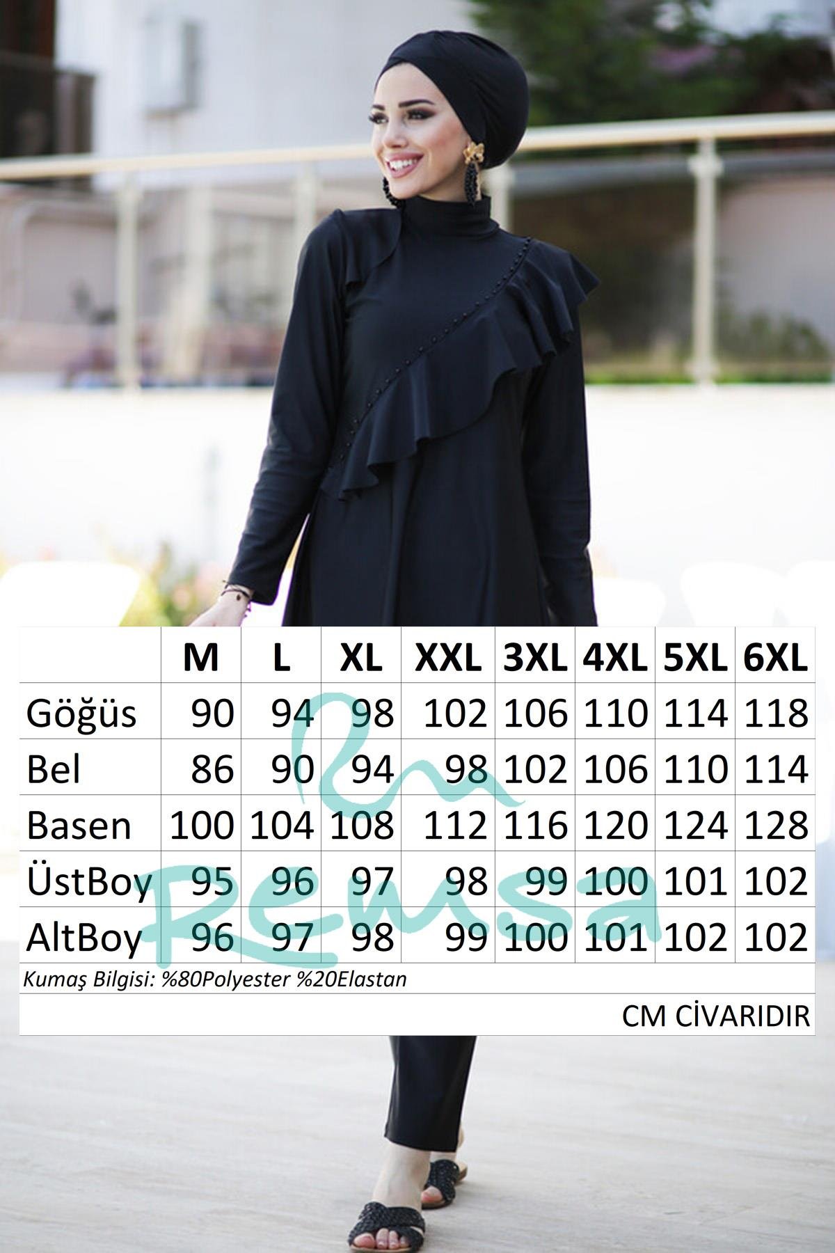 Tasarım Likralı Tam Kapalı Tesettür Mayo Fırfır Volan R032 Hatice Sultan