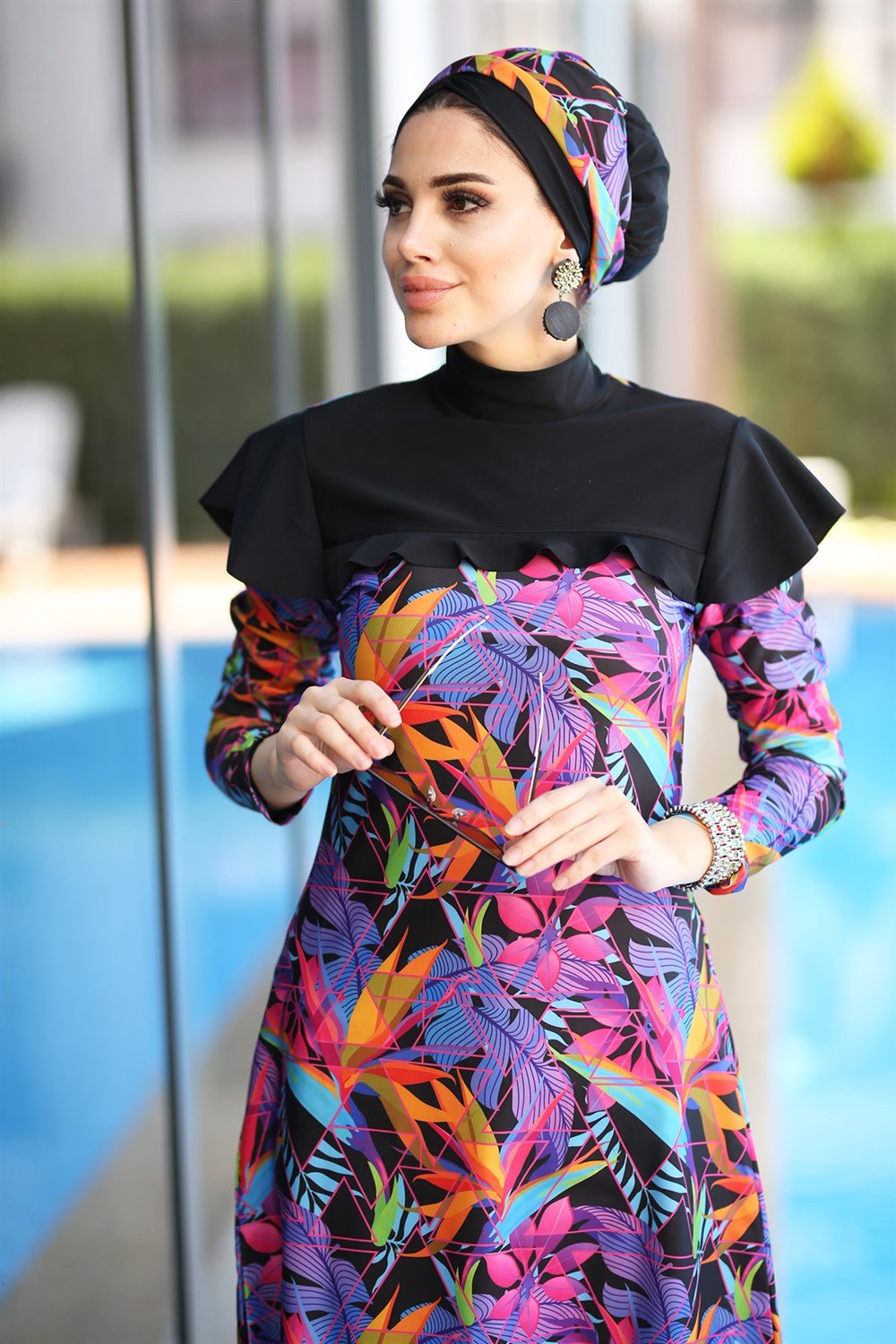 Tasarım Likralı Tam Kapalı Tesettür Mayo Remsa Mayo Ziynet R044