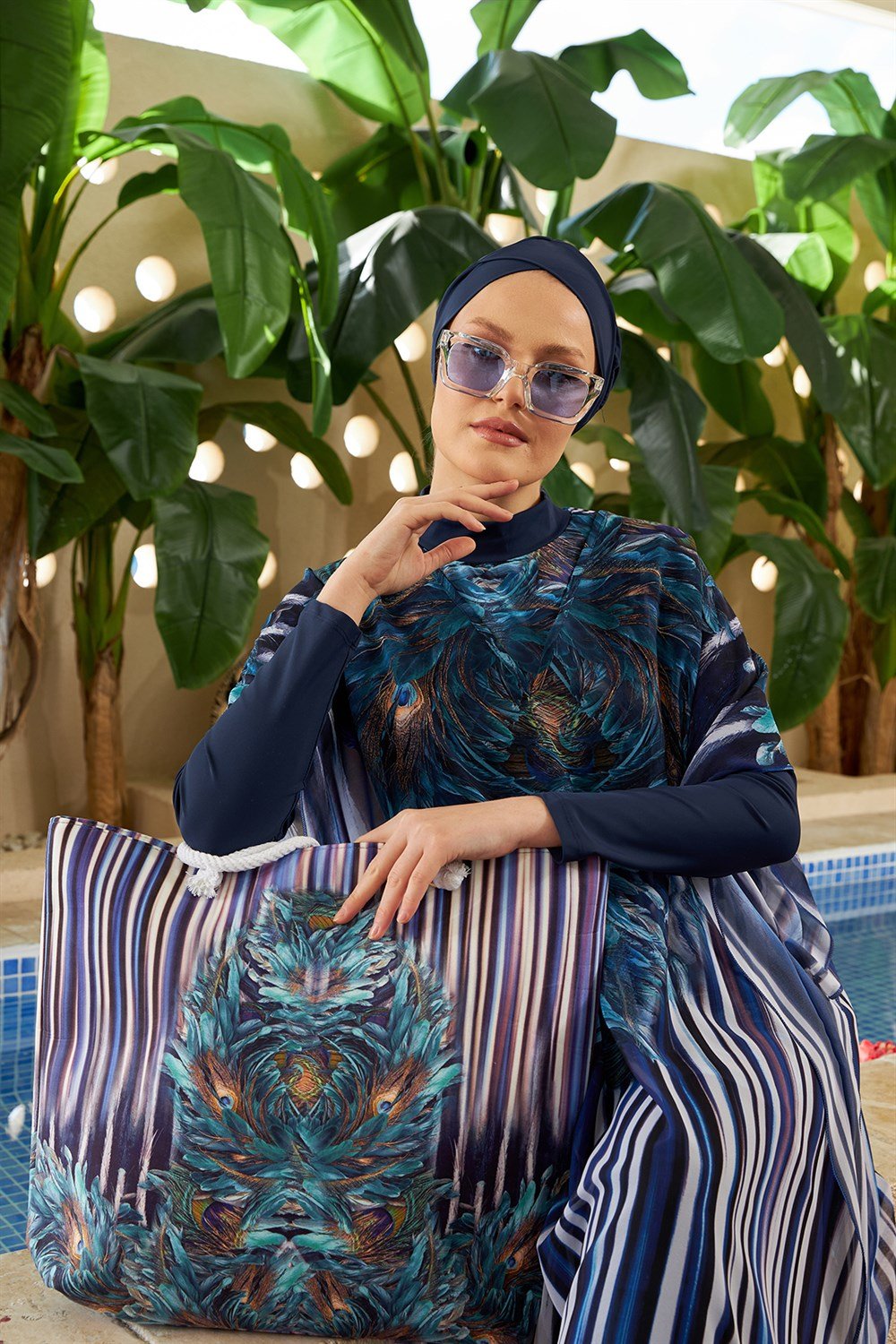 Tasarım Plaj Çantası Tavus Kuşu RÇ-01