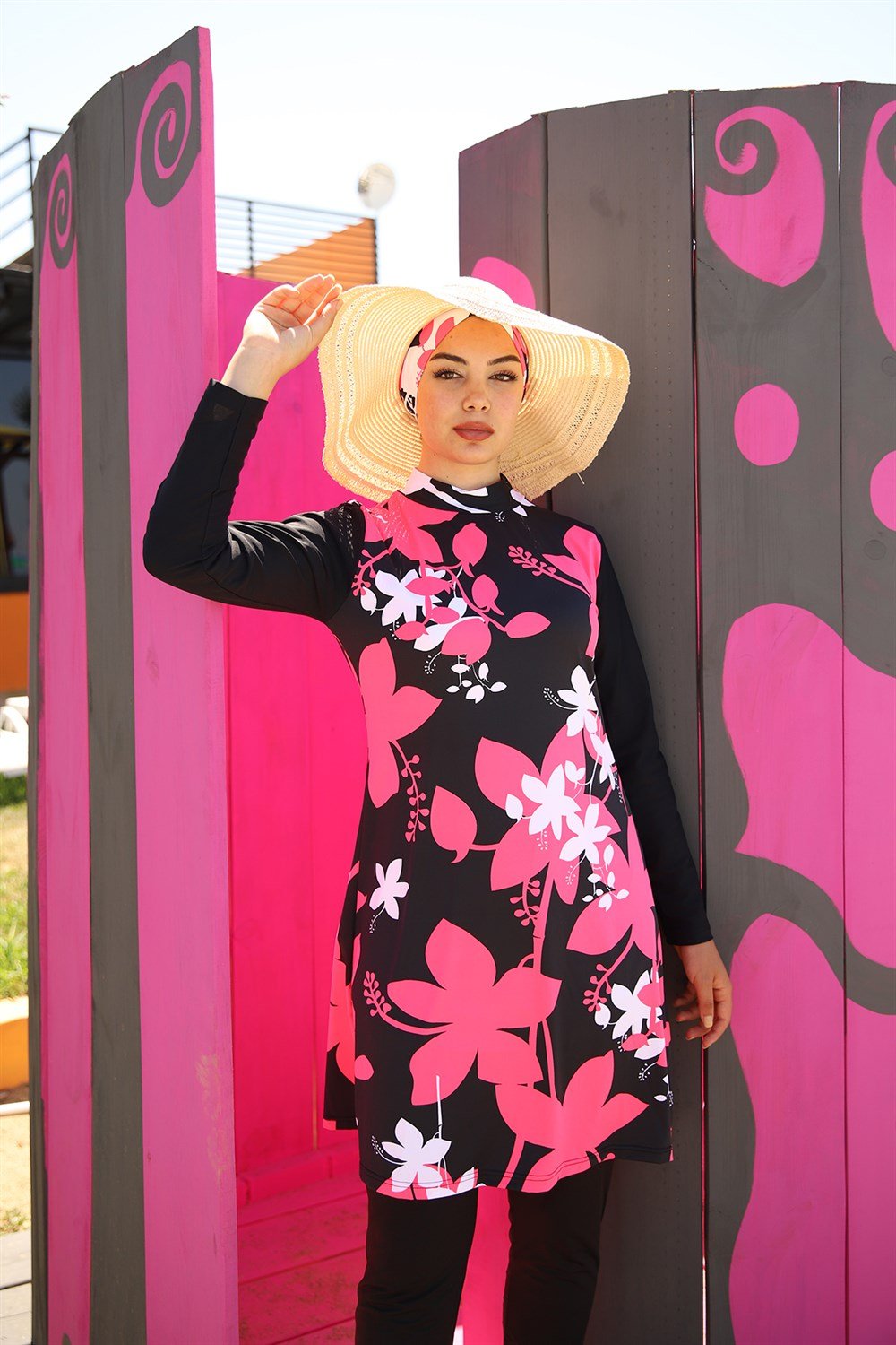 Tasarım Tam Kapalı Tesettür Mayo Remsa Mayo Pembe 900-208