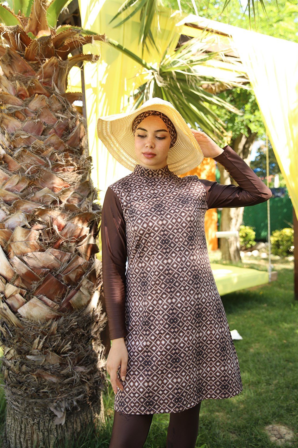 Tasarım Tam Kapalı Tesettür Mayo Remsa Mayo Kahve 900-204