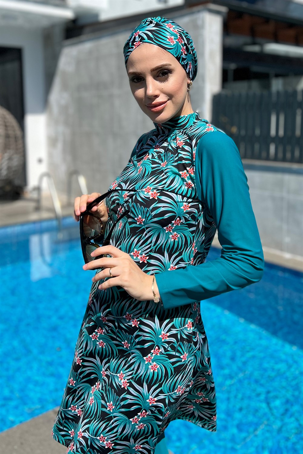 Tasarım Tam Kapalı Tesettür Mayo Remsa Mayo Petrol 900-400-5