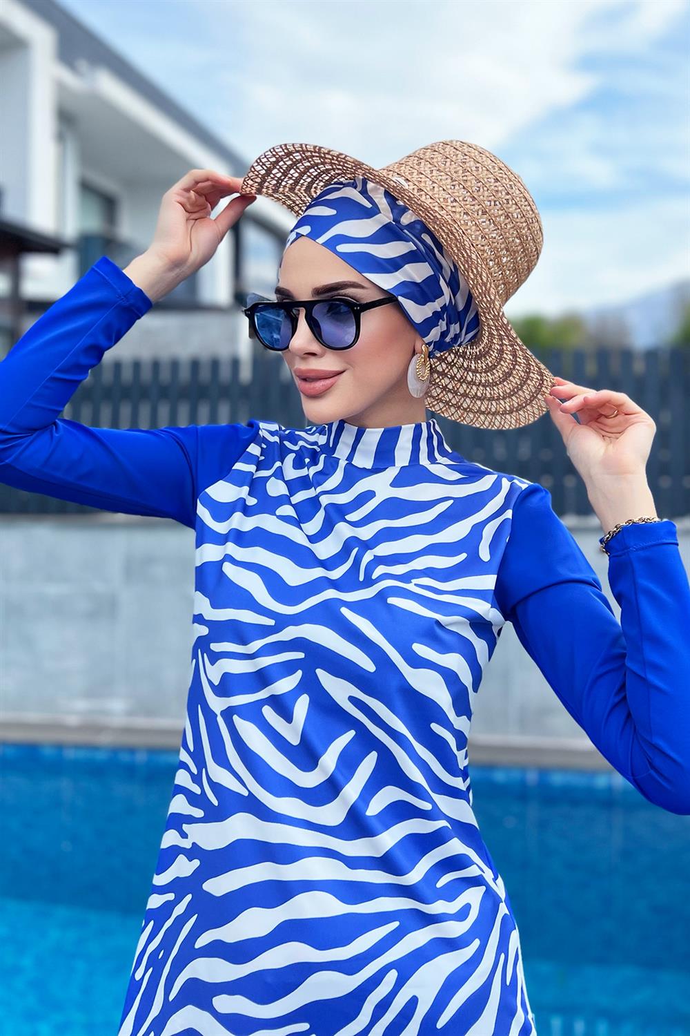 Tasarım Tam Kapalı Tesettür Mayo Remsa Mayo 900-403 Saks