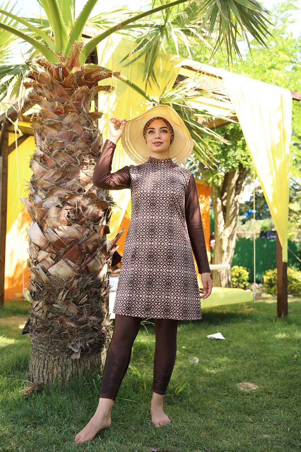 Tasarım Tam Kapalı Tesettür Mayo Remsa Mayo Kahve 900-204