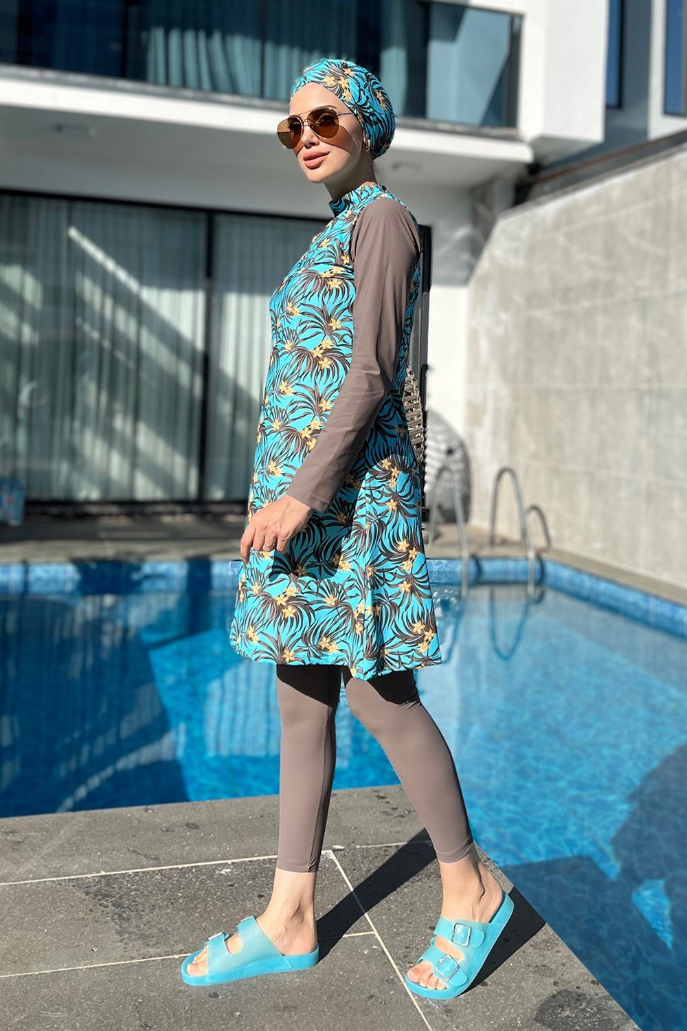 Tasarım Tam Kapalı Tesettür Mayo Remsa Mayo Kahverengi 900-400-4