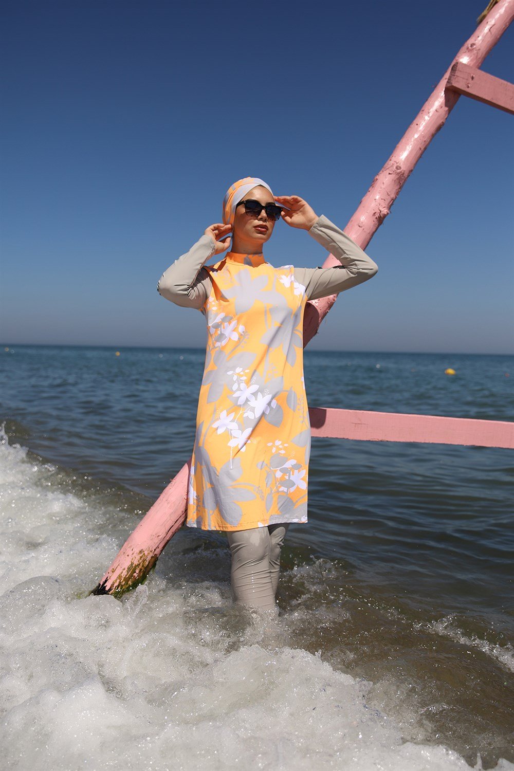 Tasarım Tam Kapalı Tesettür Mayo Remsa Mayo Turuncu 900-211