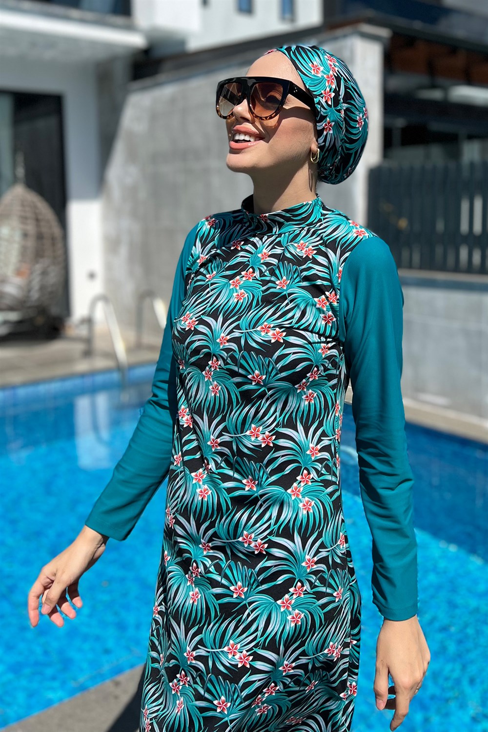 Tasarım Tam Kapalı Tesettür Mayo Remsa Mayo Petrol 900-400-5