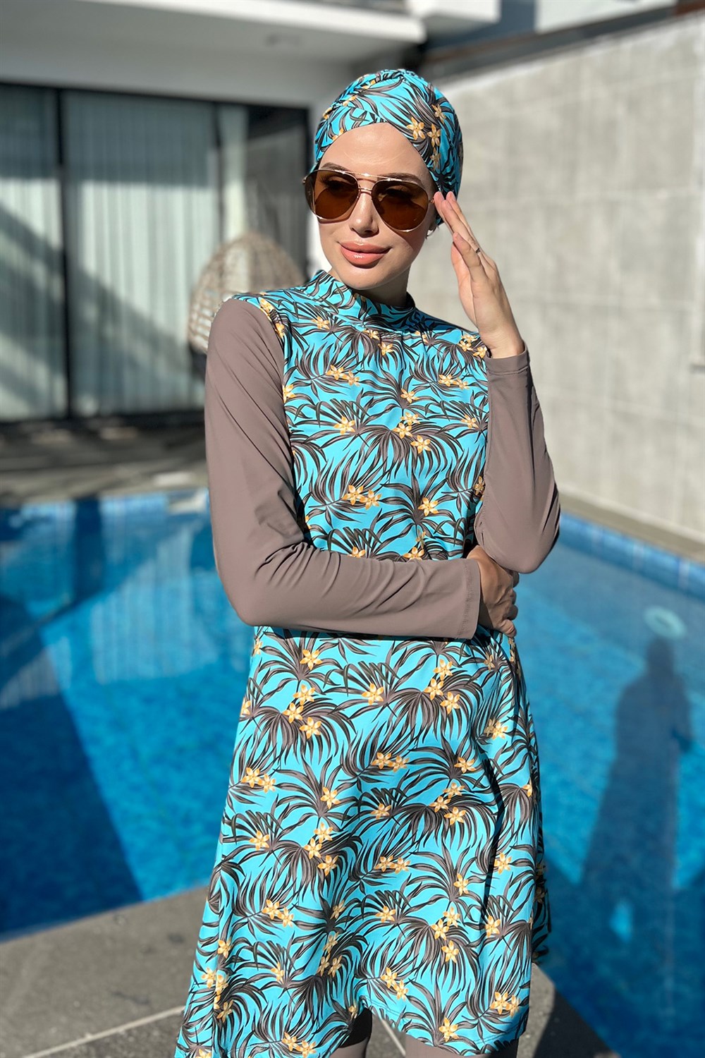 Tasarım Tam Kapalı Tesettür Mayo Remsa Mayo Kahverengi 900-400-4