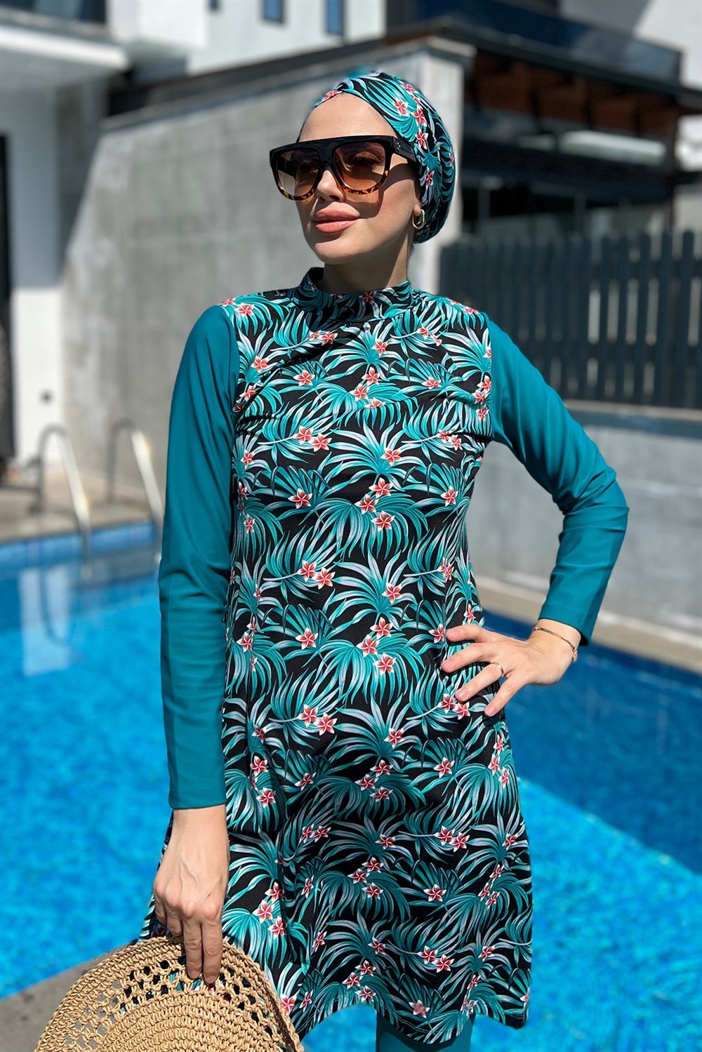 Tasarım Tam Kapalı Tesettür Mayo Remsa Mayo Petrol 900-400-5