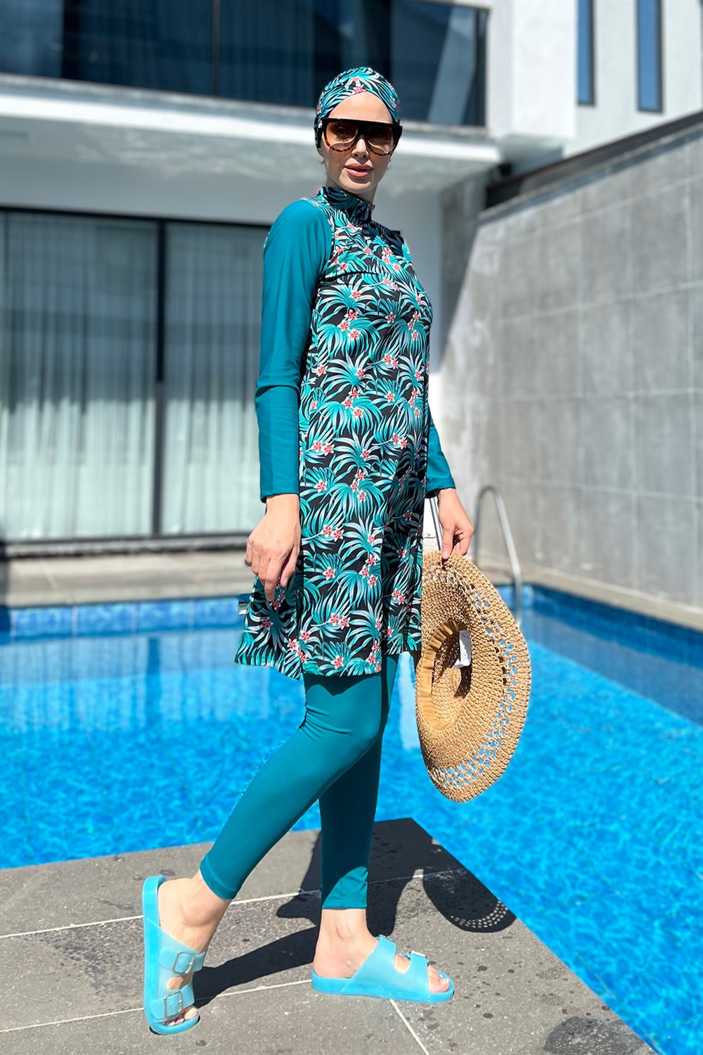 Tasarım Tam Kapalı Tesettür Mayo Remsa Mayo Petrol 900-400-5