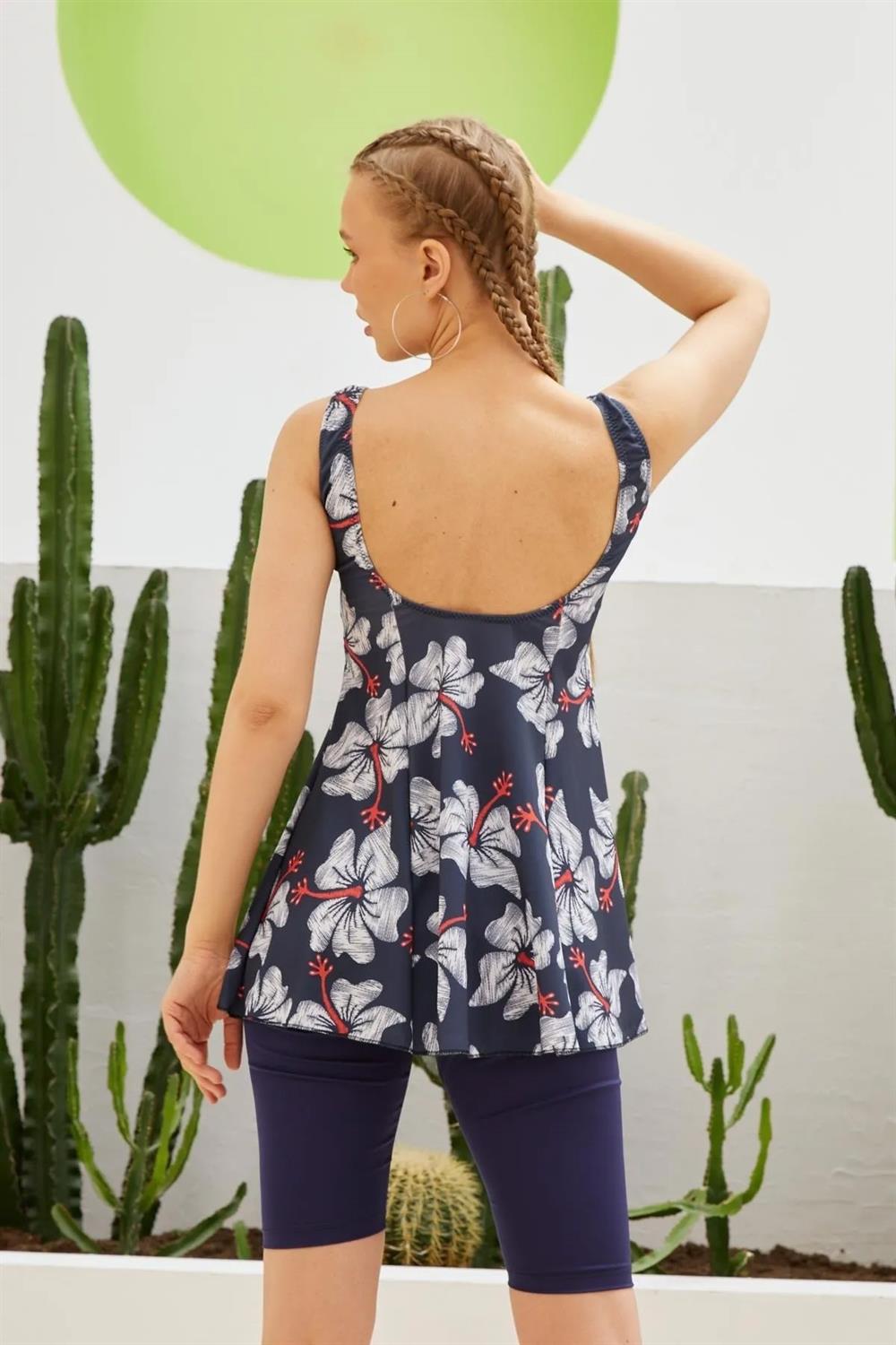 Taytlı Elbise Mayo Etekli Mayo Yüzücü Mayo S123-666