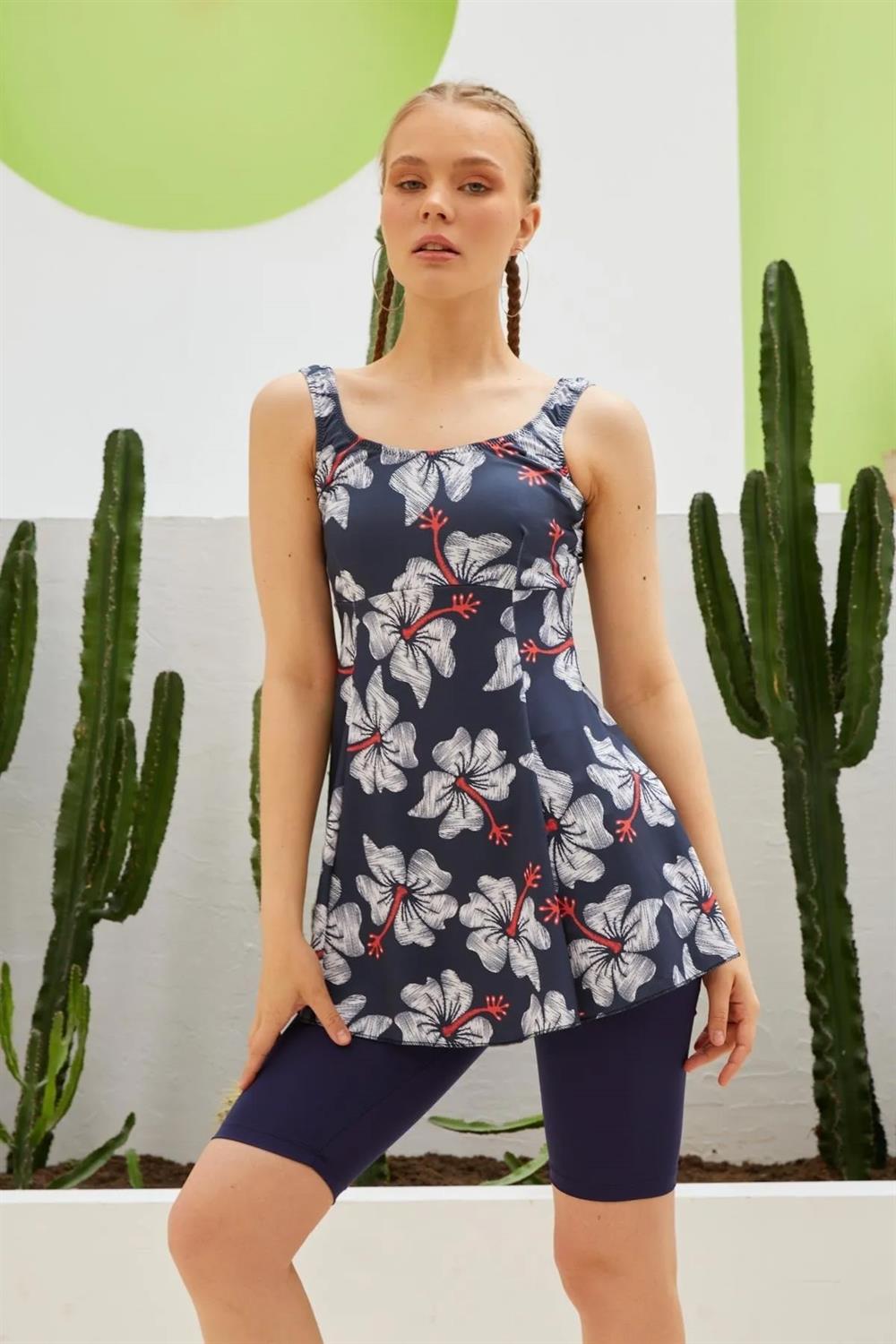 Taytlı Elbise Mayo Etekli Mayo Yüzücü Mayo S123-666