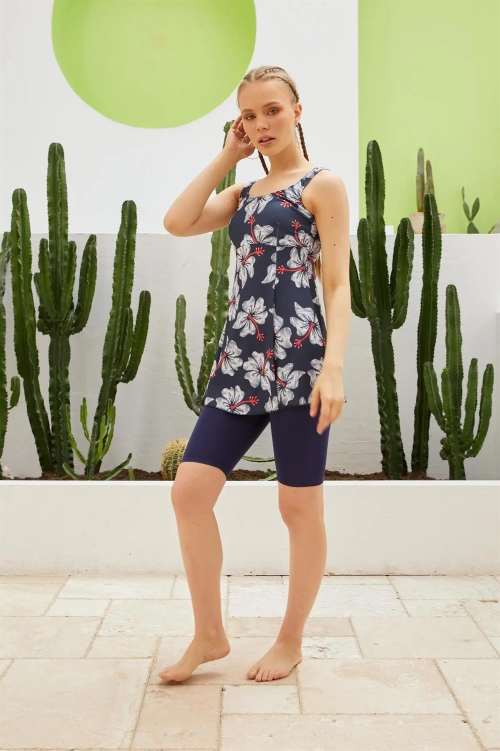 Taytlı Elbise Mayo Etekli Mayo Yüzücü Mayo S123-666