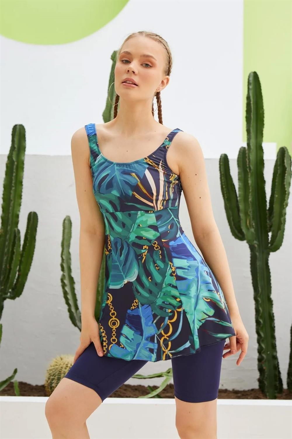 Taytlı Elbise Mayo Etekli Mayo Yüzücü Mayo S123-135