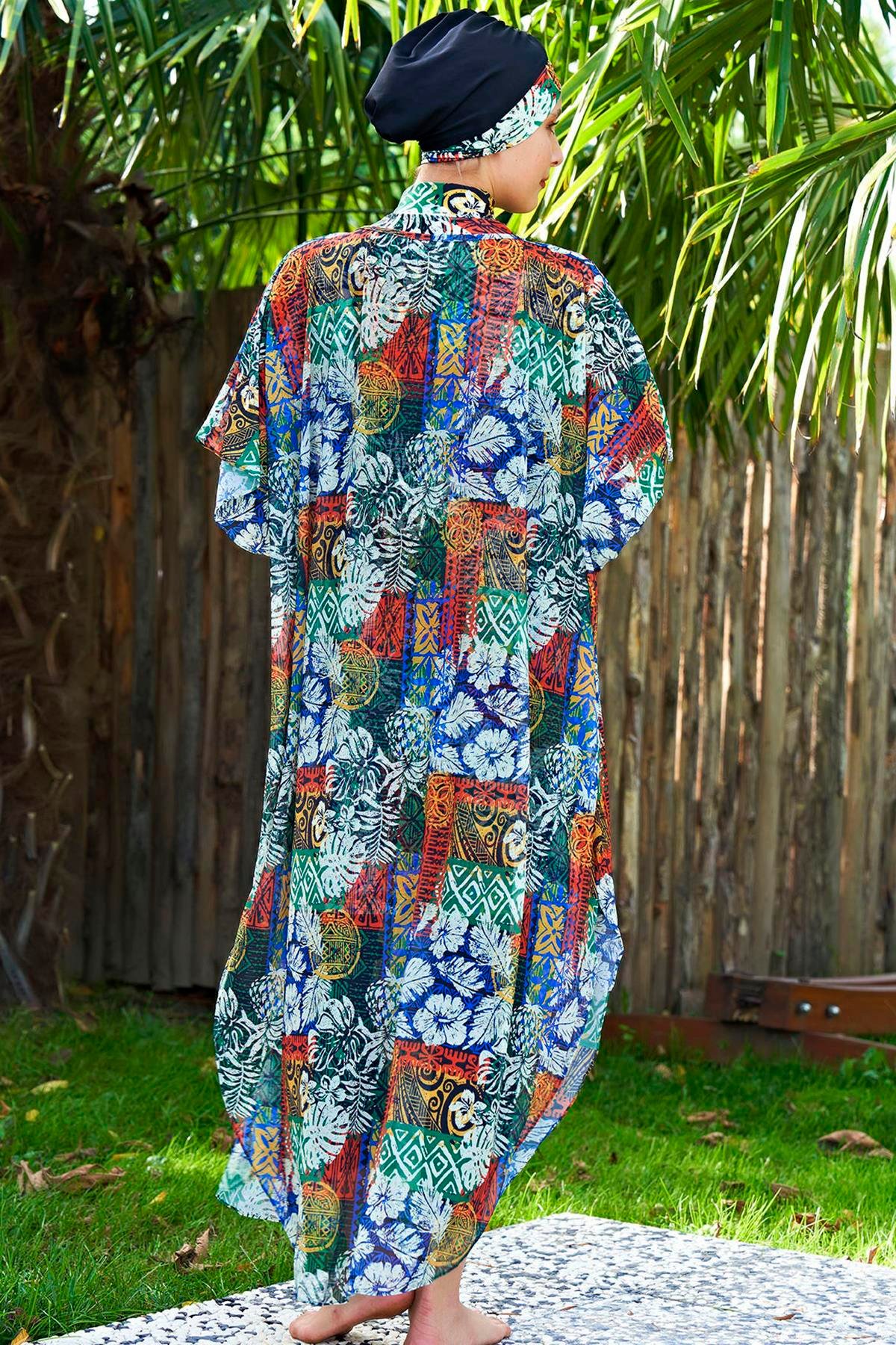 Tesettür Mayo Üzerine Örme Tek Kaftan Pareo 2408-4P