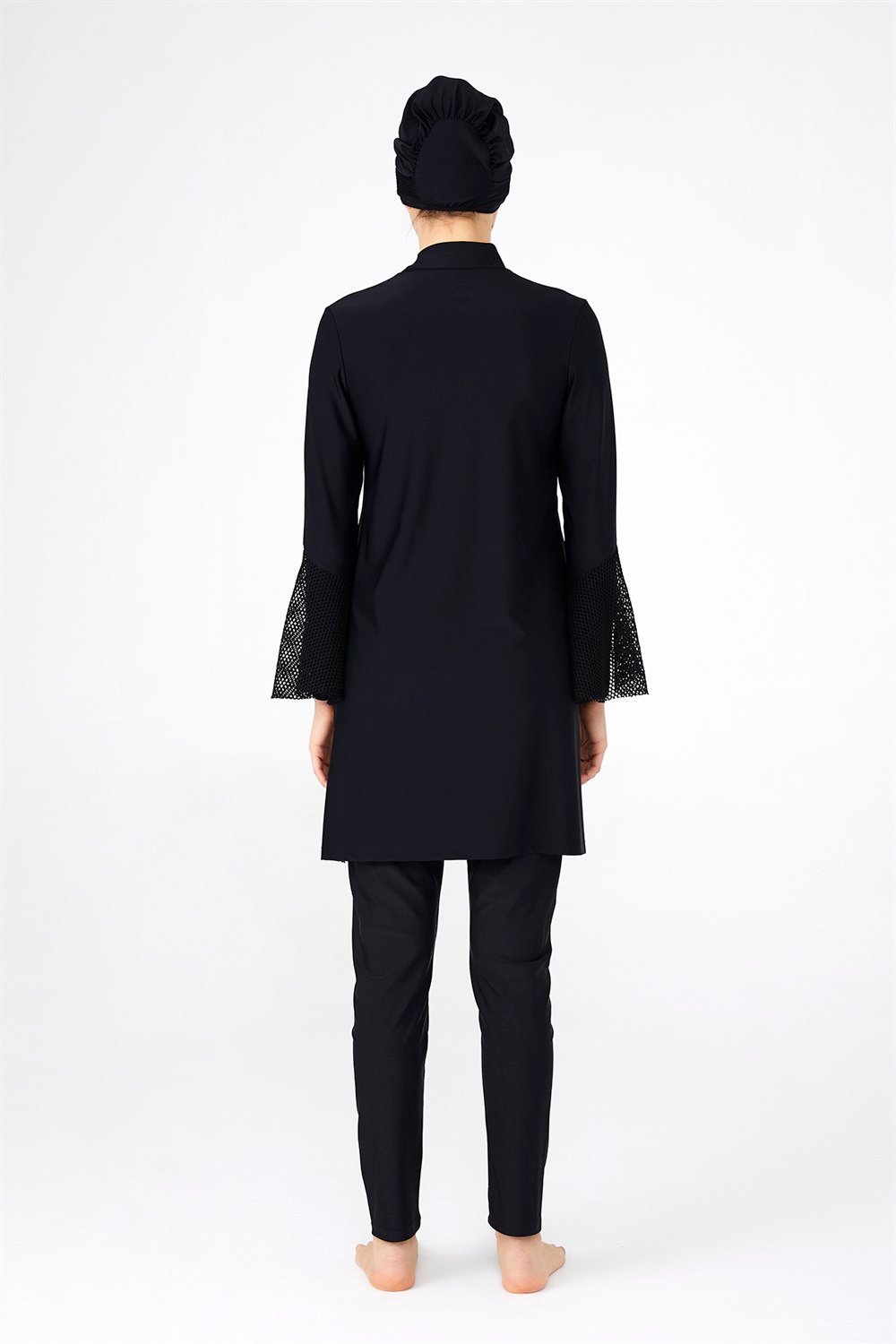 Tül Detaylı Likralı Tam Kapalı Tesettür Mayo 4244 Siyah