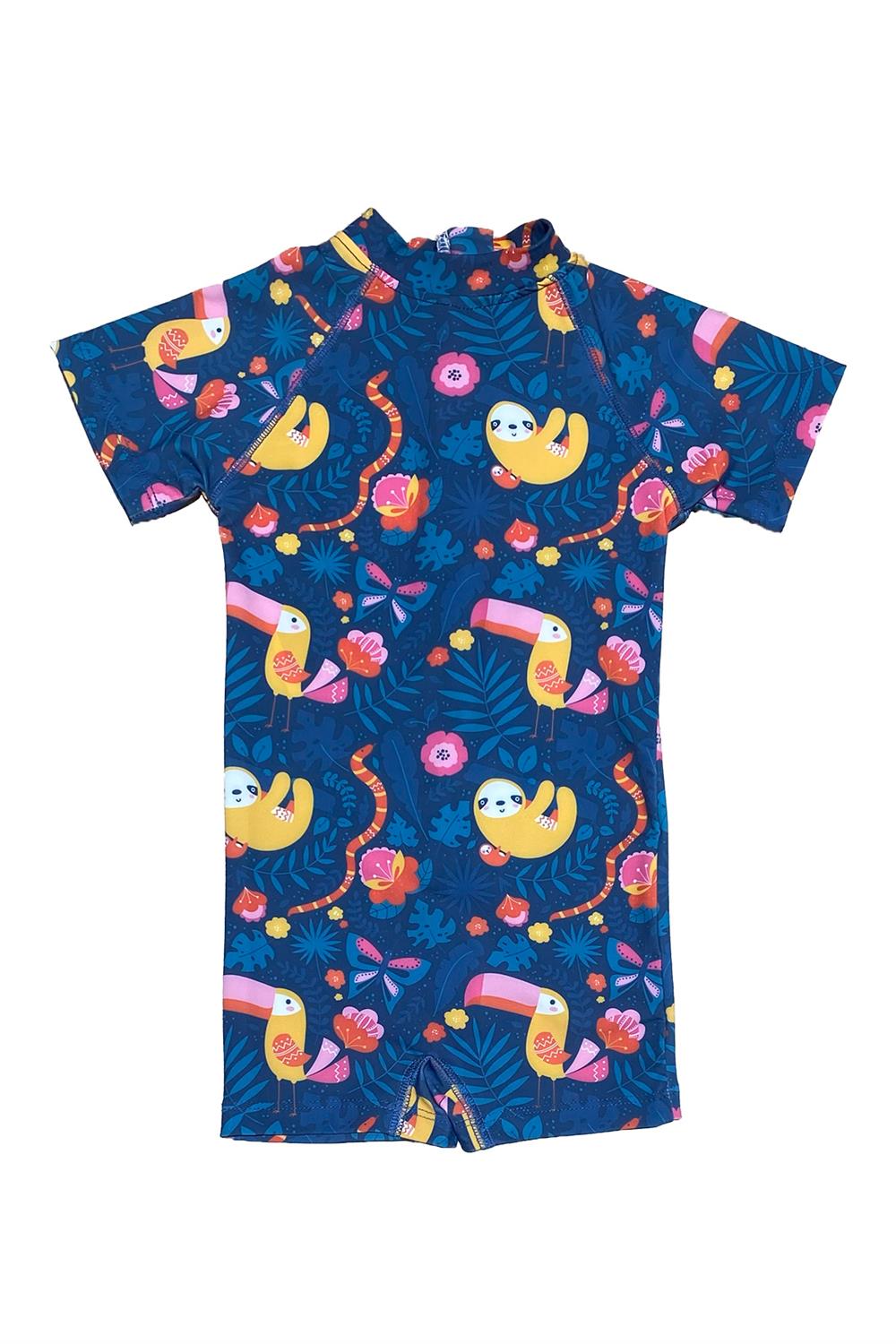 Tulum Kısa Kollu Şortlu Çocuk Bebek Yüzücü Mayo RC07 Orman