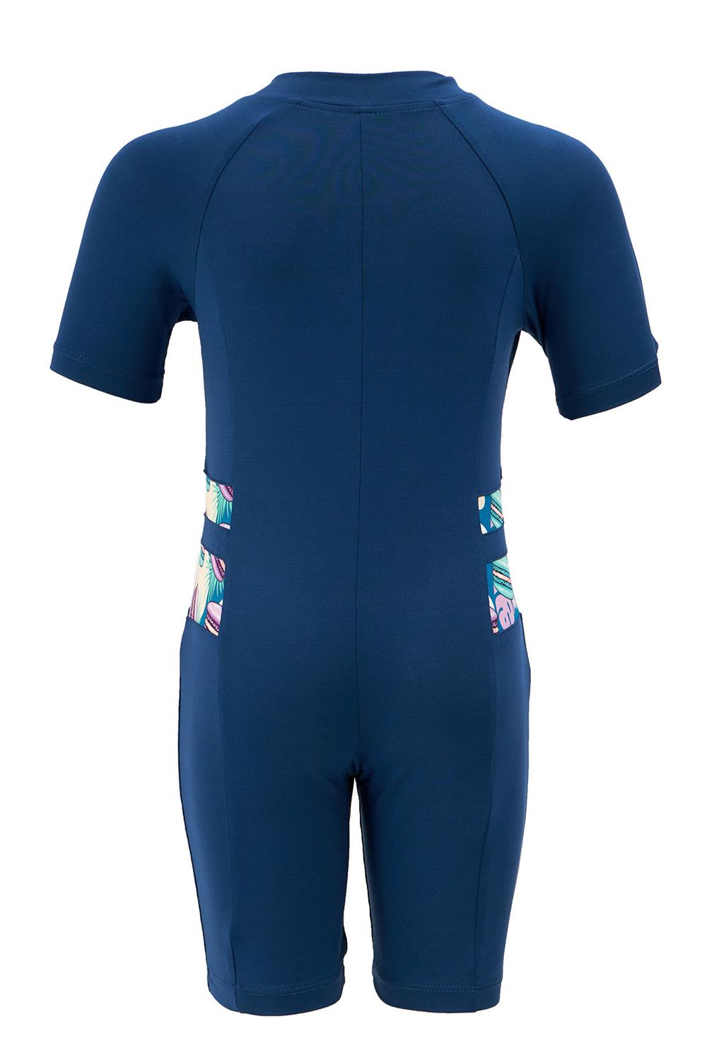 Tulum Kısa Kollu Şortlu Çocuk Yüzücü Mayo Toad 0605 Açık Lacivert Remsa Mayo