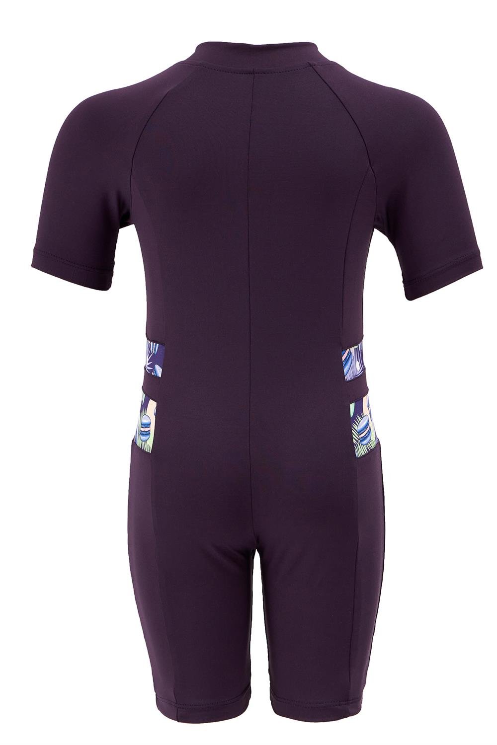 Tulum Kısa Kollu Şortlu Çocuk Yüzücü Mayo Toad 0605 Mor Remsa Mayo