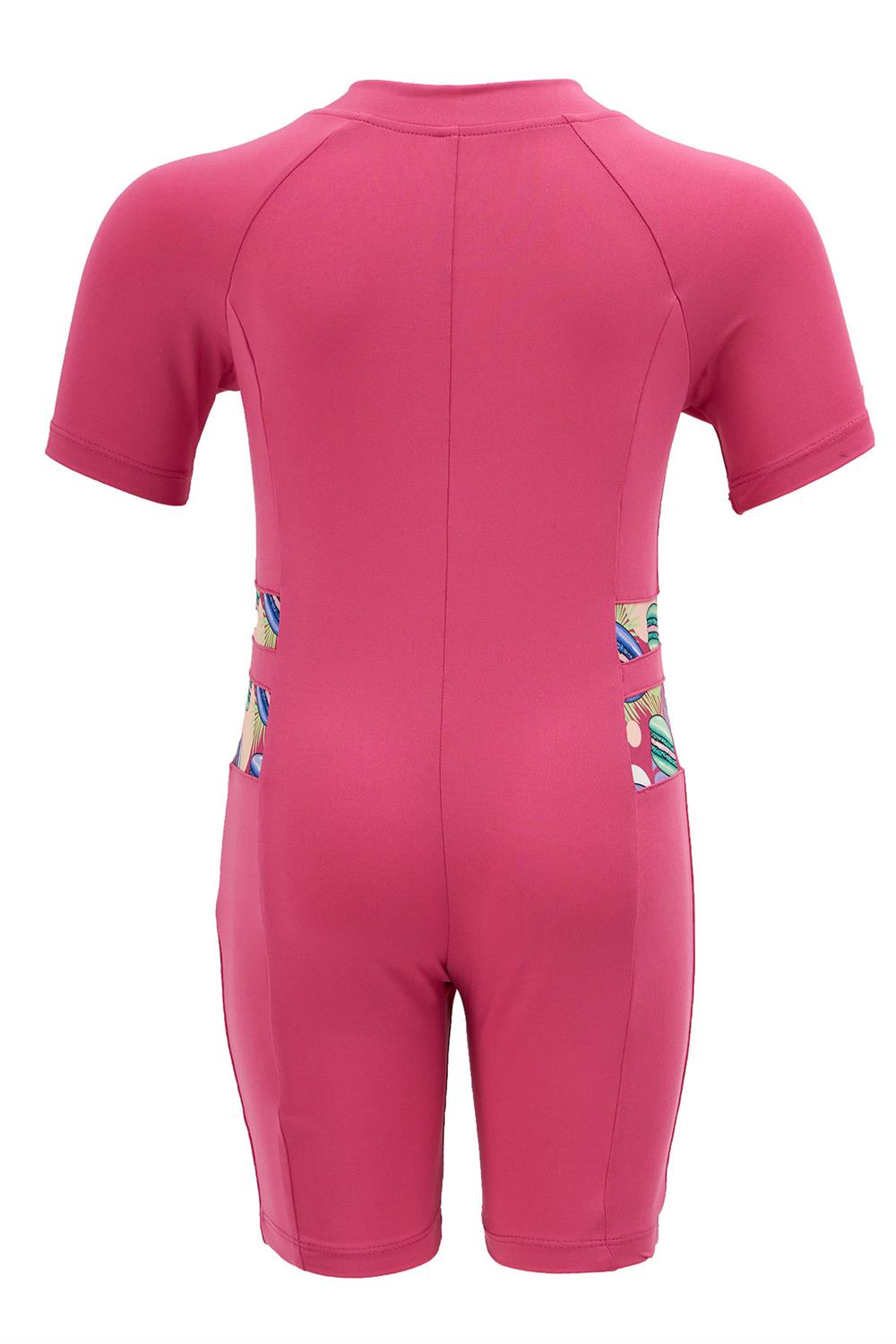 Tulum Kısa Kollu Şortlu Çocuk Yüzücü Mayo Toad 0605 Pembe Remsa Mayo