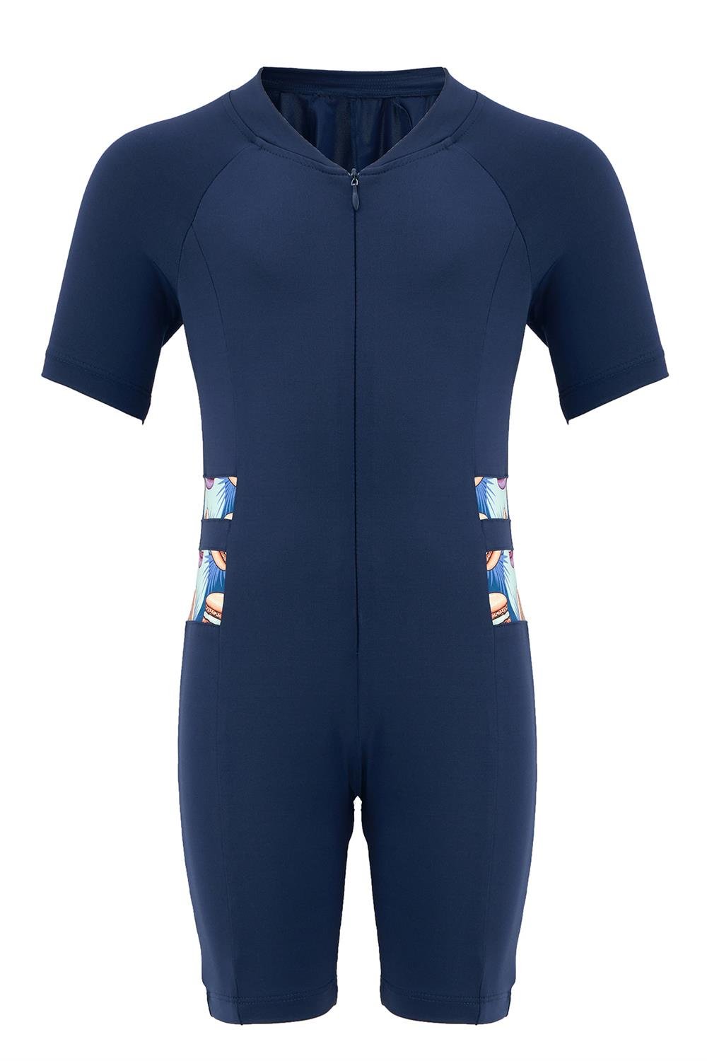 Tulum Kısa Kollu Şortlu Çocuk Yüzücü Mayo Toad 0605 Koyu Lacivert Remsa Mayo