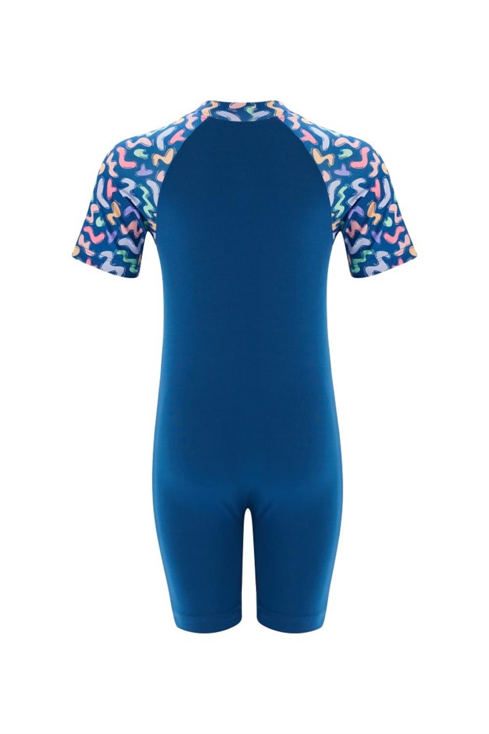 Tulum Kısa Kollu Şortlu Çocuk Yüzücü Mayo Pıtaa 8132 Koyu Lacivert Remsa Mayo